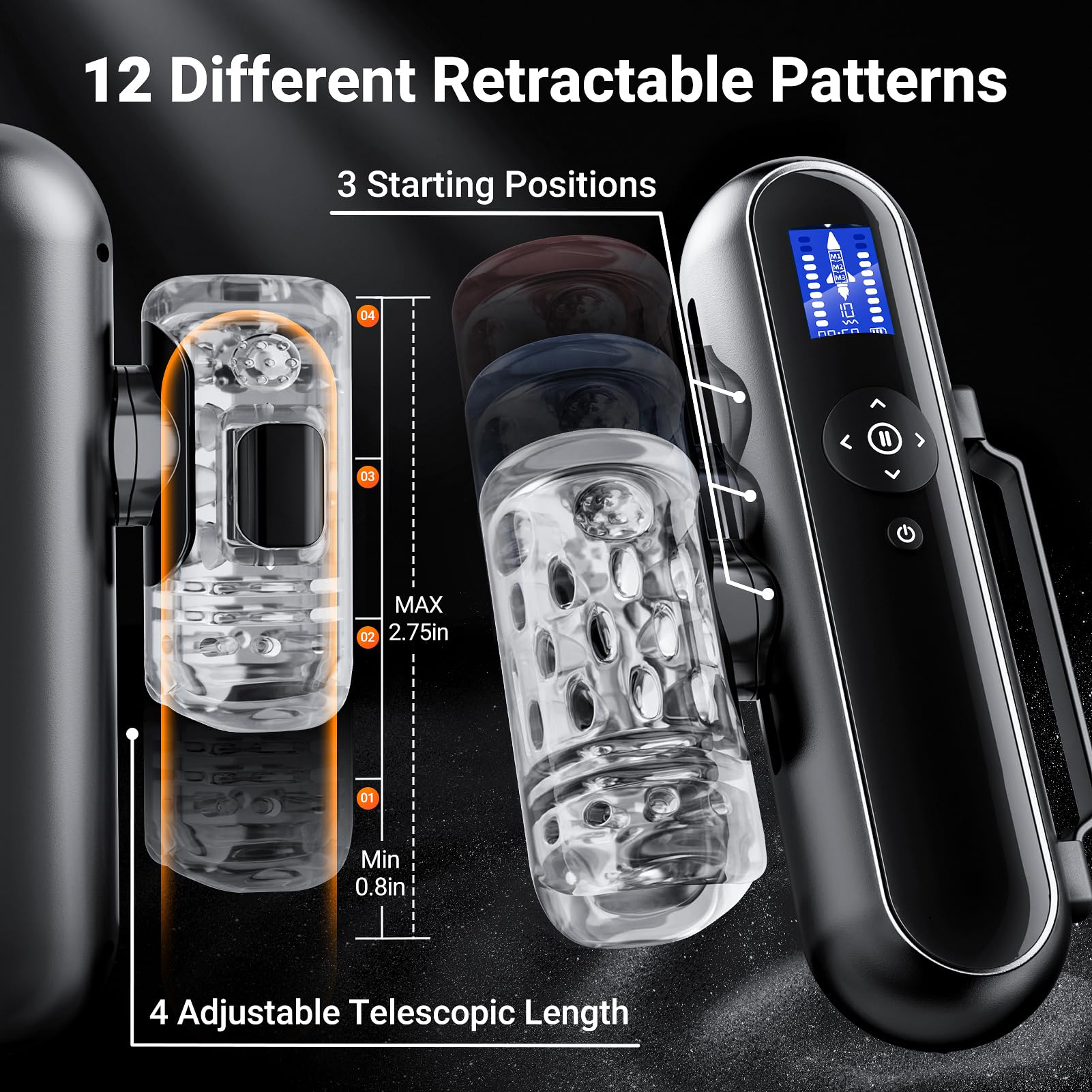 Upgraded Male Masturbator Sex Toy with 4 Thrust Depths, 3 Start Points & 10 Vibration Speeds - AI App Controlled TPE Blowjob Toy for Men | Perfect for Solo Play, Couples Fun & Discreet Adult Pleasure
