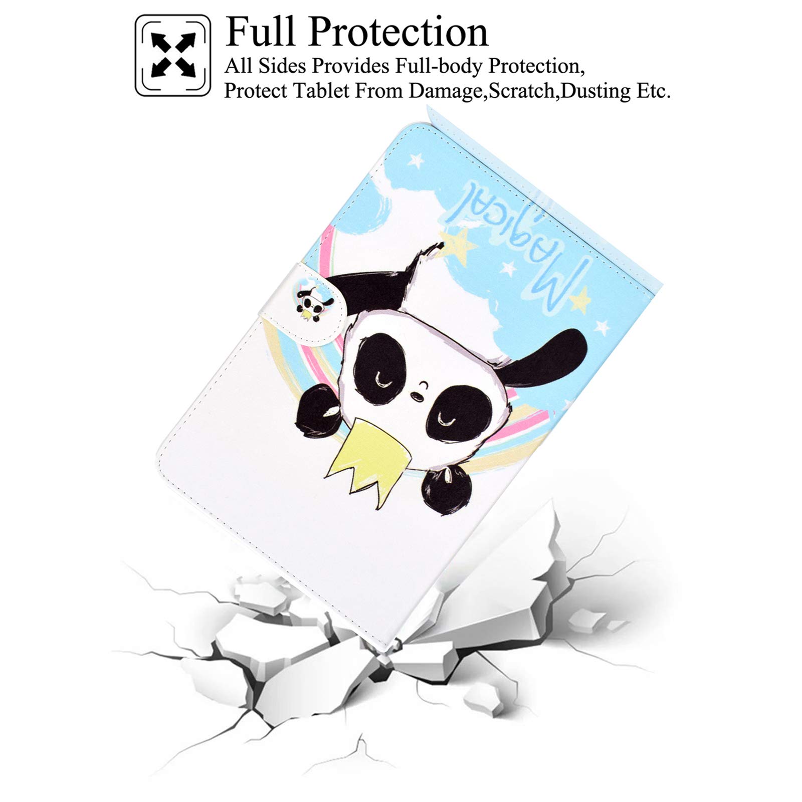 Premium Protective Case for iPad 10.2 inch (9th/8th/7th Gen 2021/2020/2019) - Adjustable Stand Folio Cover with Auto Sleep/Wake & Card Slots | Crown Panda Design | Perfect for Work, Travel & Home Use