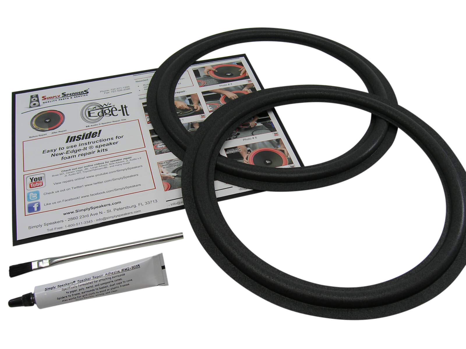 Peavey 12 Inch Foam Speaker Repair Kit FSK-12F (Pair) - Ideal for Studio Monitors & Live Sound Systems