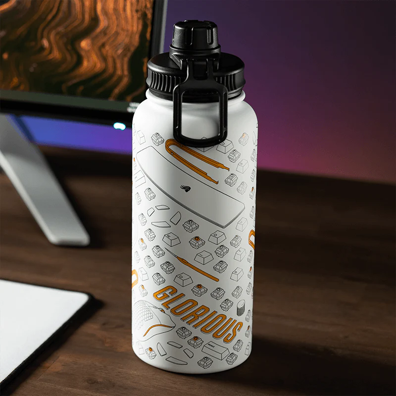 GLxA 1L Insulated Stainless Steel Water Bottle - Keeps Drinks Hot & Cold for 24 Hours - Leak Proof & BPA Free - Perfect for Gym, Hiking, Office & Travel - White
