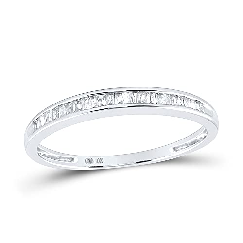 10K White Gold Women's Baguette Diamond Wedding Band - 1/6 CTTW Anniversary Ring for Her - Perfect for Bridal, Engagement & Special Occasions