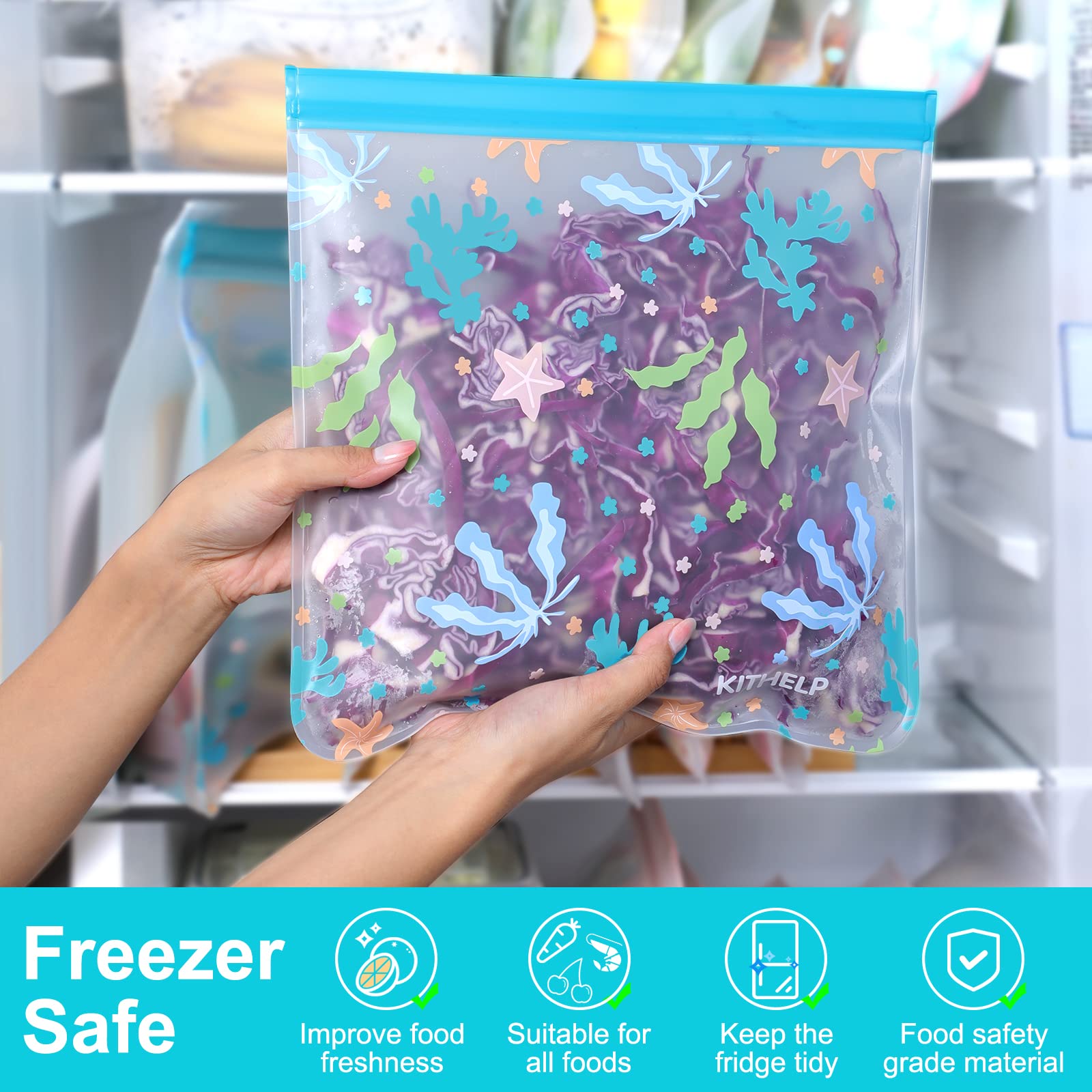 Reusable Gallon Bags - 6 Pack Extra Large Leakproof Plastic Bags for Freezer, Meal Prep & Travel | Eco-Friendly Food Storage | Perfect for Vacuum Sealing, Sous Vide, Camping & Picnics