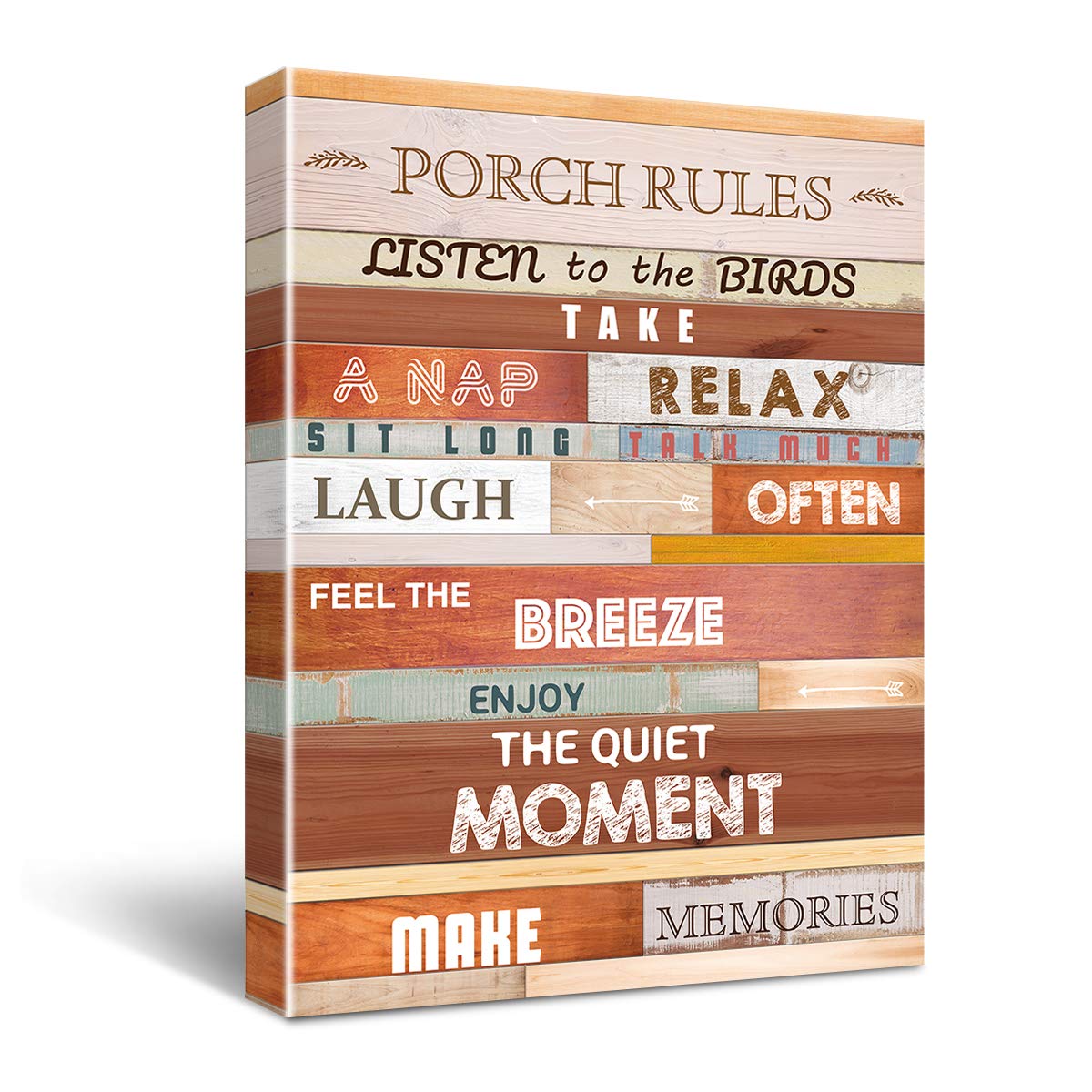 Porch Rules Canvas Wall Art - Ready to Hang Farmhouse Decor 11.5'' x 15'' - Perfect for Living Room, Porch, Entryway & Country Style Home Decor