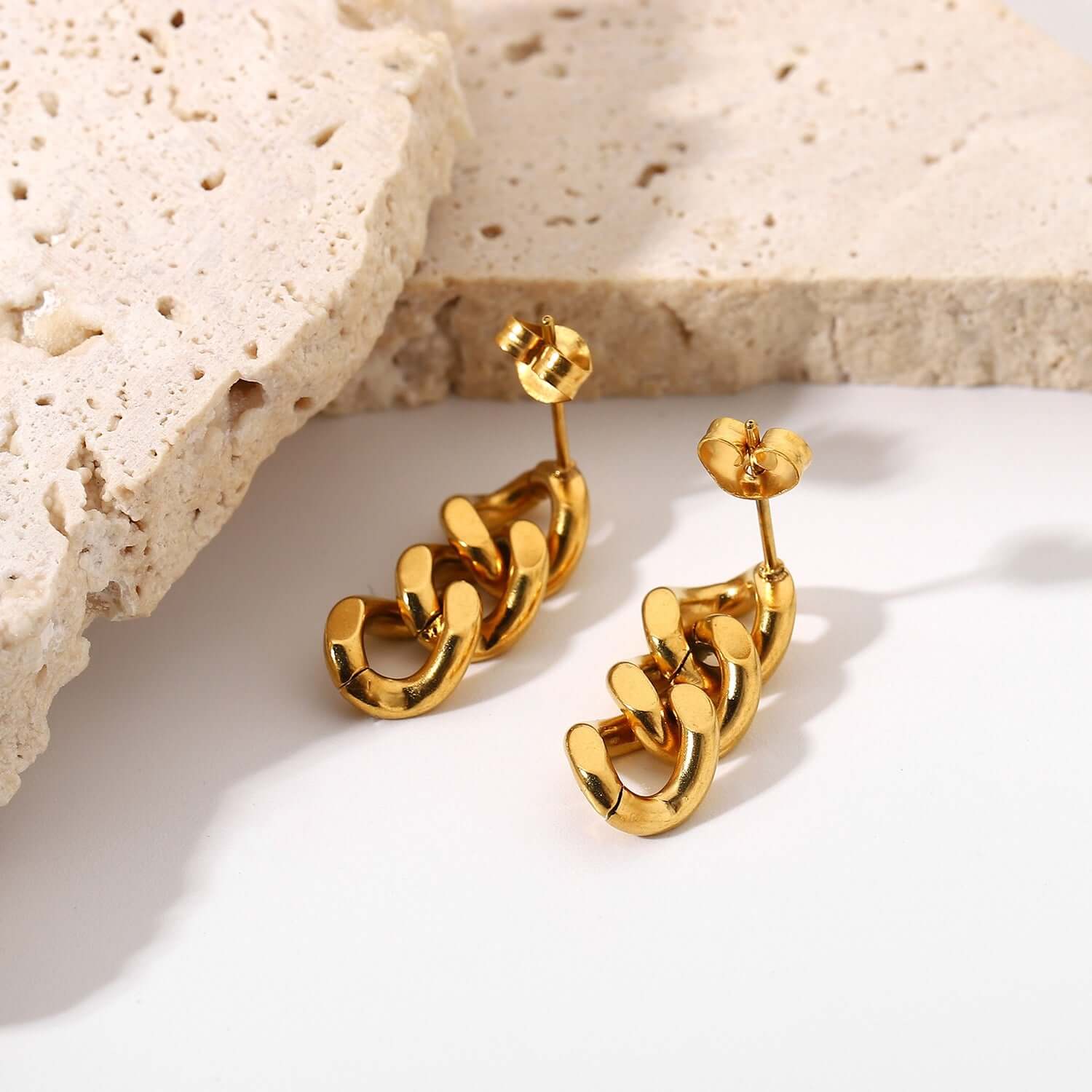 18K Gold Plated Minimalist Chain Drop Earrings for Women - Elegant Dangle Earrings for Party, Wedding & Everyday Wear | JDE684