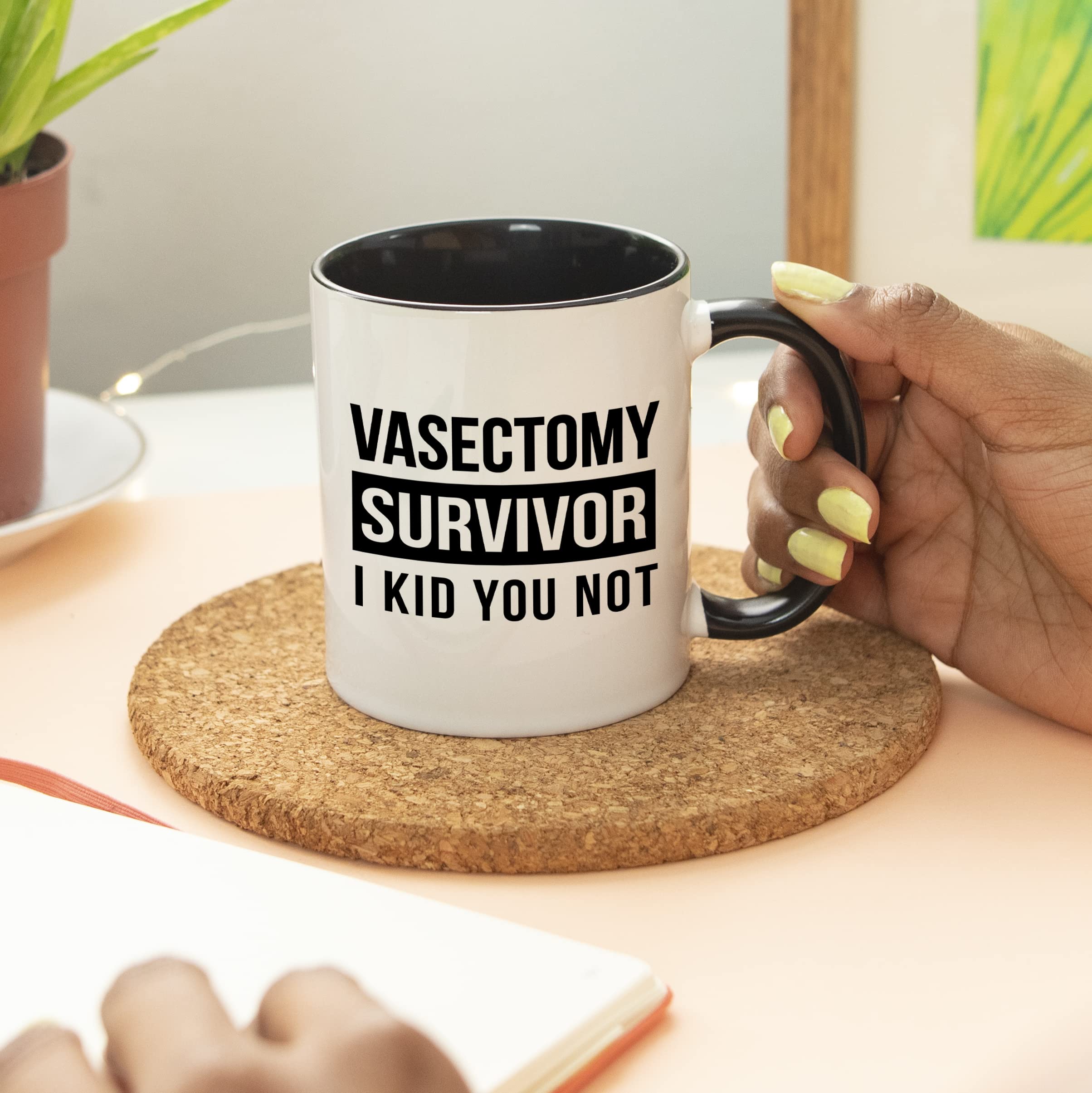 YouNique Designs Vasectomy Coffee Mug for Men - 11oz Funny Gag Gift, Get Well Present for Vasectomy Recovery - Perfect for Post-Surgery Humor & Coffee Lovers (Black Handle) - Great for Hospital Recovery, Office Use & Gift Giving