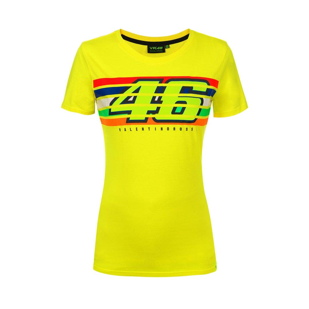 VR46 Rossi 46 Stripes Graphic T-Shirt for Women - Stylish Motorcycle Racing Fan Apparel - Perfect for Casual Wear, Biking Events & Fan Gatherings