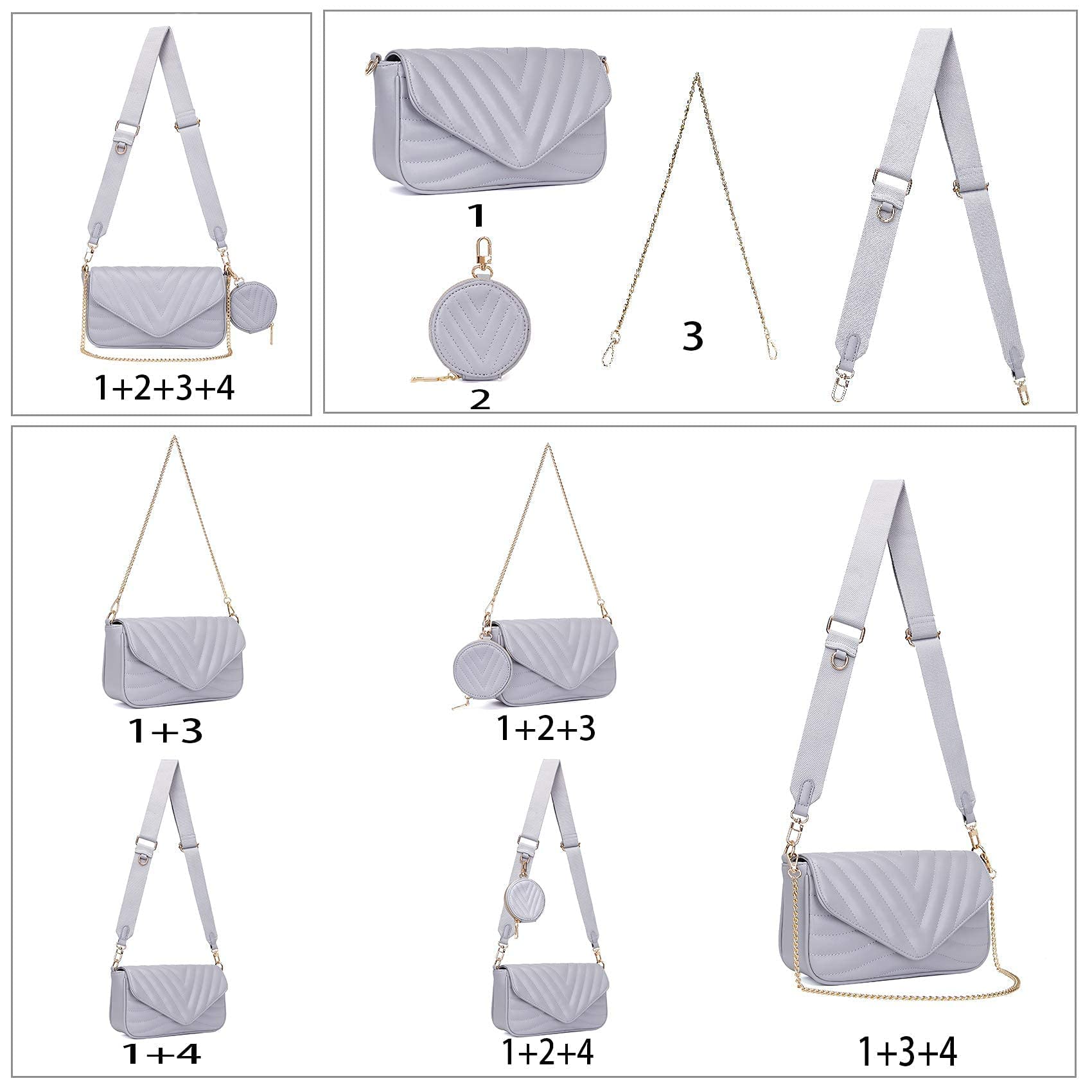 Stylish Quilted Crossbody Bag for Women - Multi-Functional Designer Purse with Detachable Coin Pouch & 2 Sizes | Perfect for Everyday Use, Travel, and Fashion Accessories