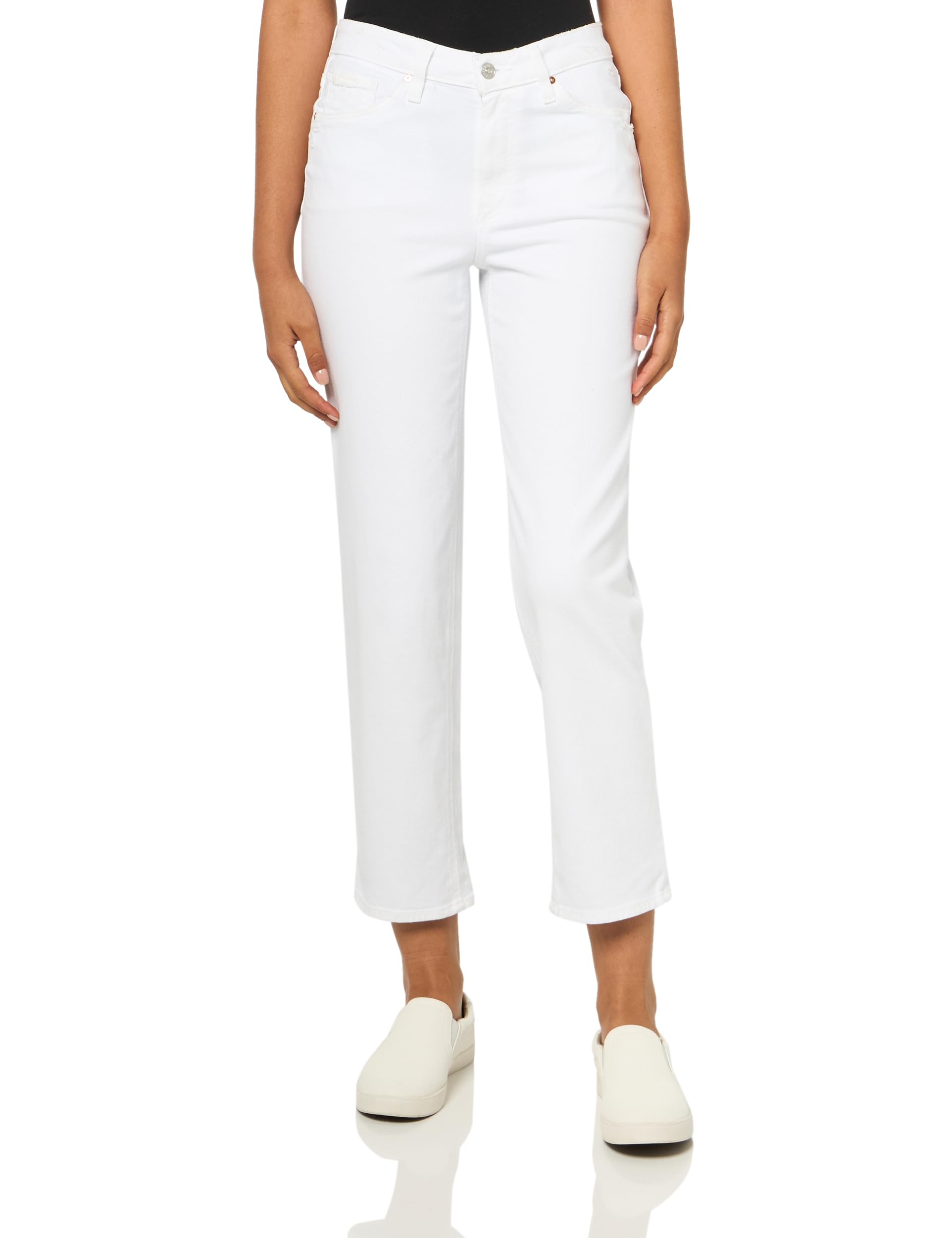 PAIGE Women's Sarah Straight Ankle Jeans - High Waist Slim Fit Denim Pants for Casual Wear & Everyday Outfits