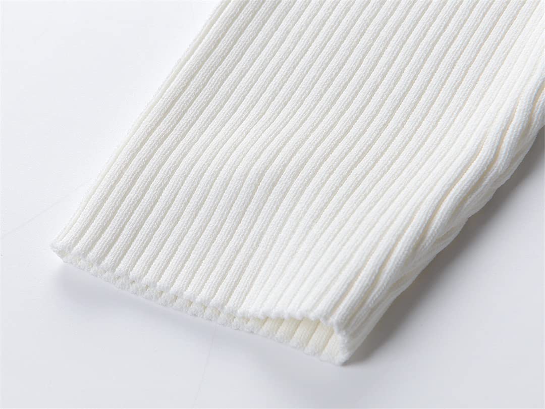 Women's Casual O-Neck Gold Button Knit Pullover Sweater - Summer White Cotton Top for Work, Dating & Vacation Outfits