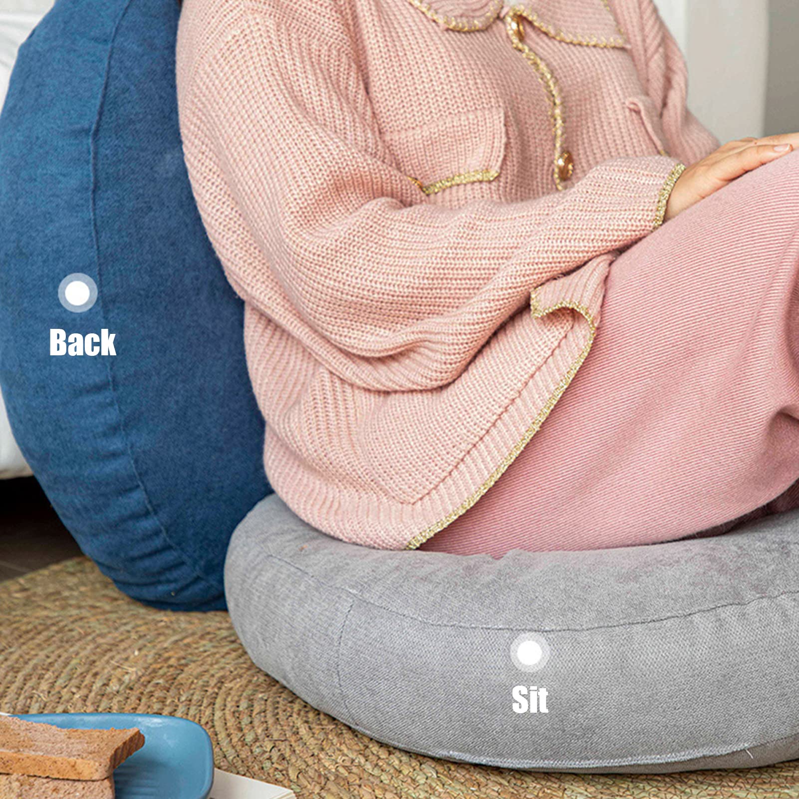Round Chair Cushions 42cm - Soft Thick Seat Cushion Pad for Indoor & Outdoor Use - Blue Chair Pillow for Garden, Patio, Home, Kitchen, Office or Car - Comfortable Support for Dining Chairs, Lounge Seating & Relaxation