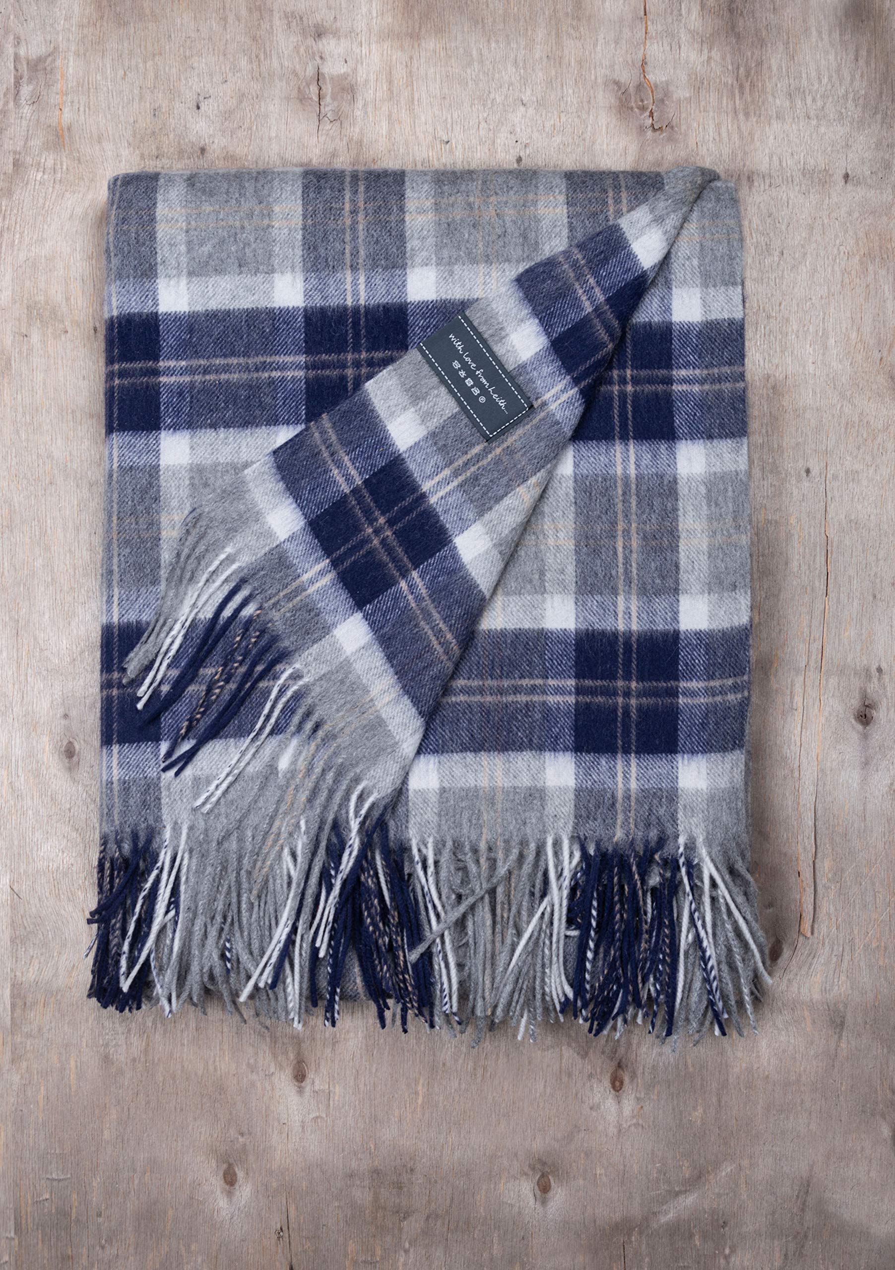 The Tartan Blanket Co. Premium Lambswool Knee Blanket - Bannockbane Silver Tartan Pattern - Soft & Warm Travel Throw for Airplane, Office, and Home Use