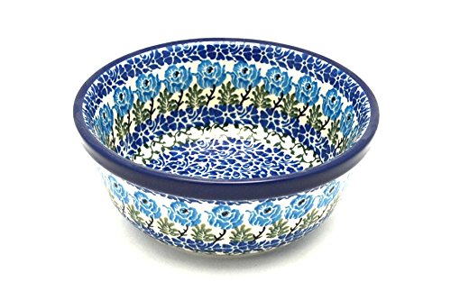 Handmade Polish Pottery Bowl - Antique Rose Design Salad Serving Bowl - Perfect for Entertaining, Dinner Parties & Farmhouse Decor