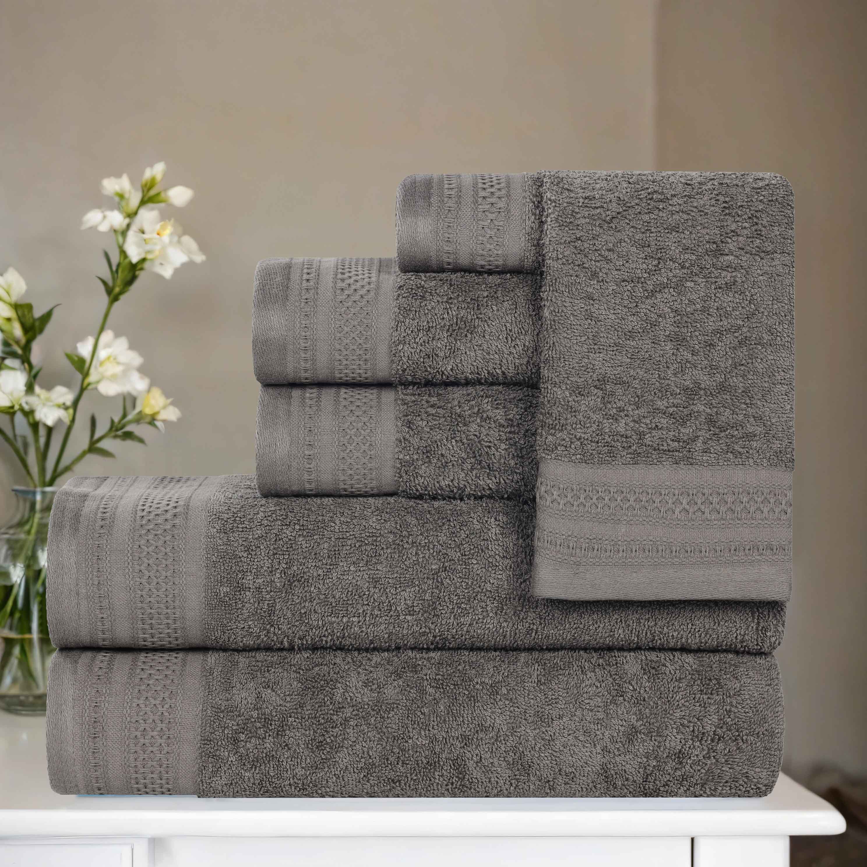Premium Honeycomb Waffle Weave Cotton 6-Piece Bath Towel Set - Ultra Soft & Absorbent Luxury Towels for Spa, Bathroom & Guest Use