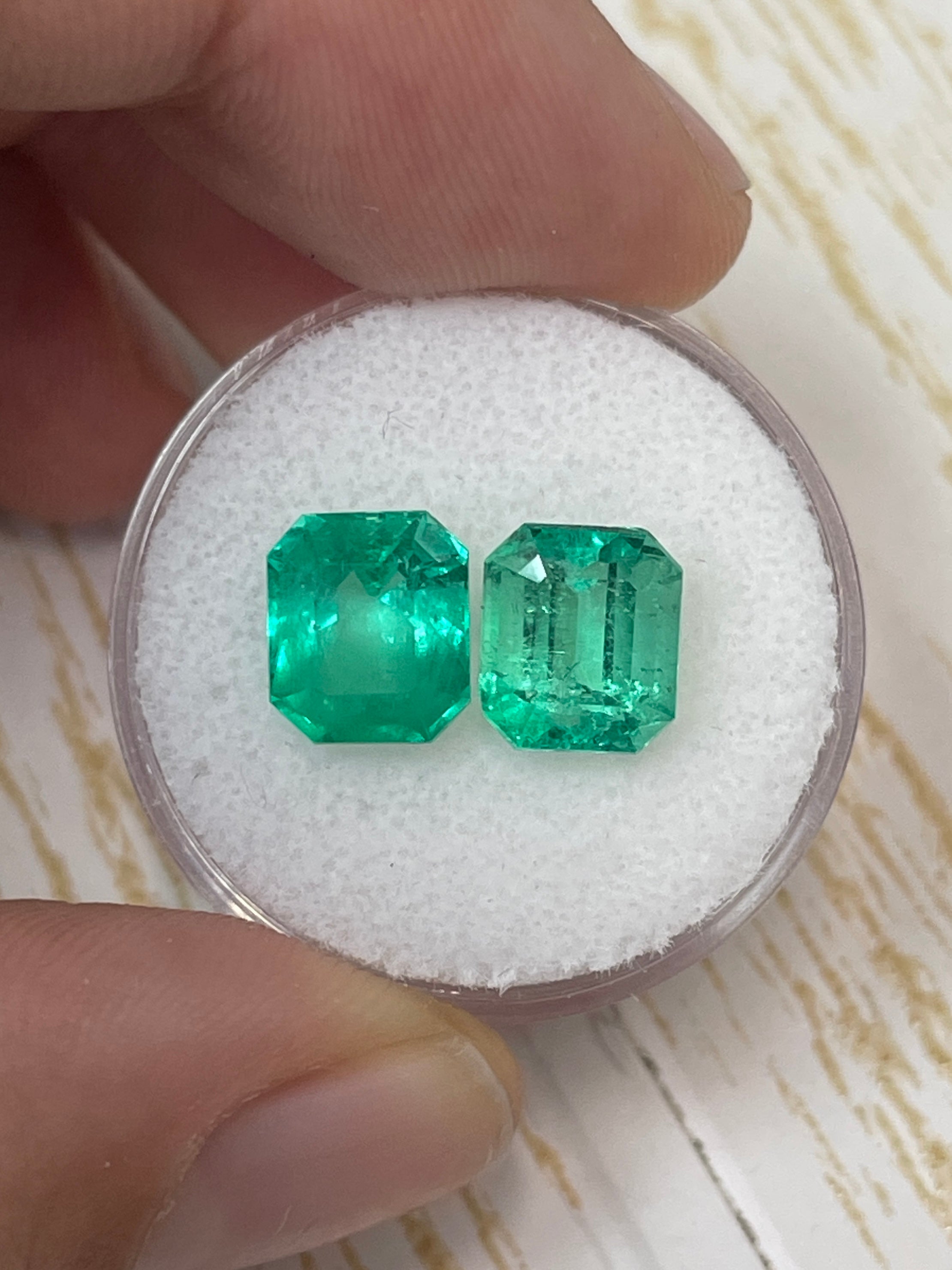 5.19tcw 9x8 Matching Loose Colombian Emeralds - Emerald Cut Gemstones for Jewelry Making, Engagement Rings & Fine Collections