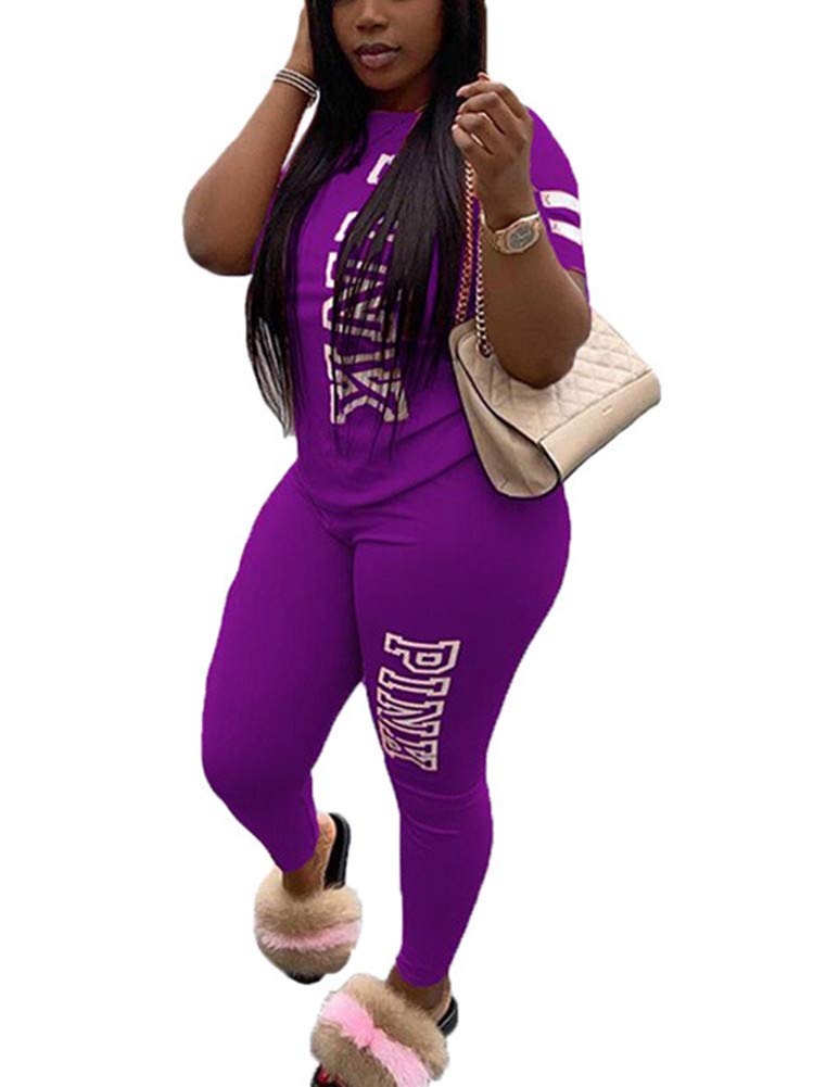 Women's Two Piece Outfits - Short Sleeve T-Shirt & Bodycon Pants Set | Casual Joggers Tracksuit | Perfect for Workout, Lounge & Streetwear Fashion