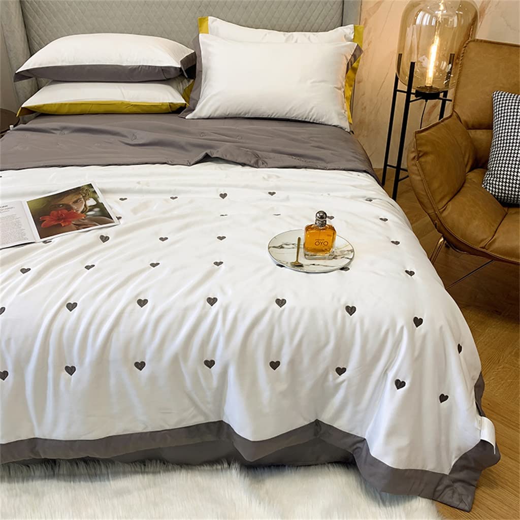 EODNSOFN Summer Tencel Cooling Blanket - Lightweight Air Conditioner Quilt with Silk Feel, Double-Sided Embroidery (150x200cm) - Perfect for Hot Weather, Bedroom, Office & Travel