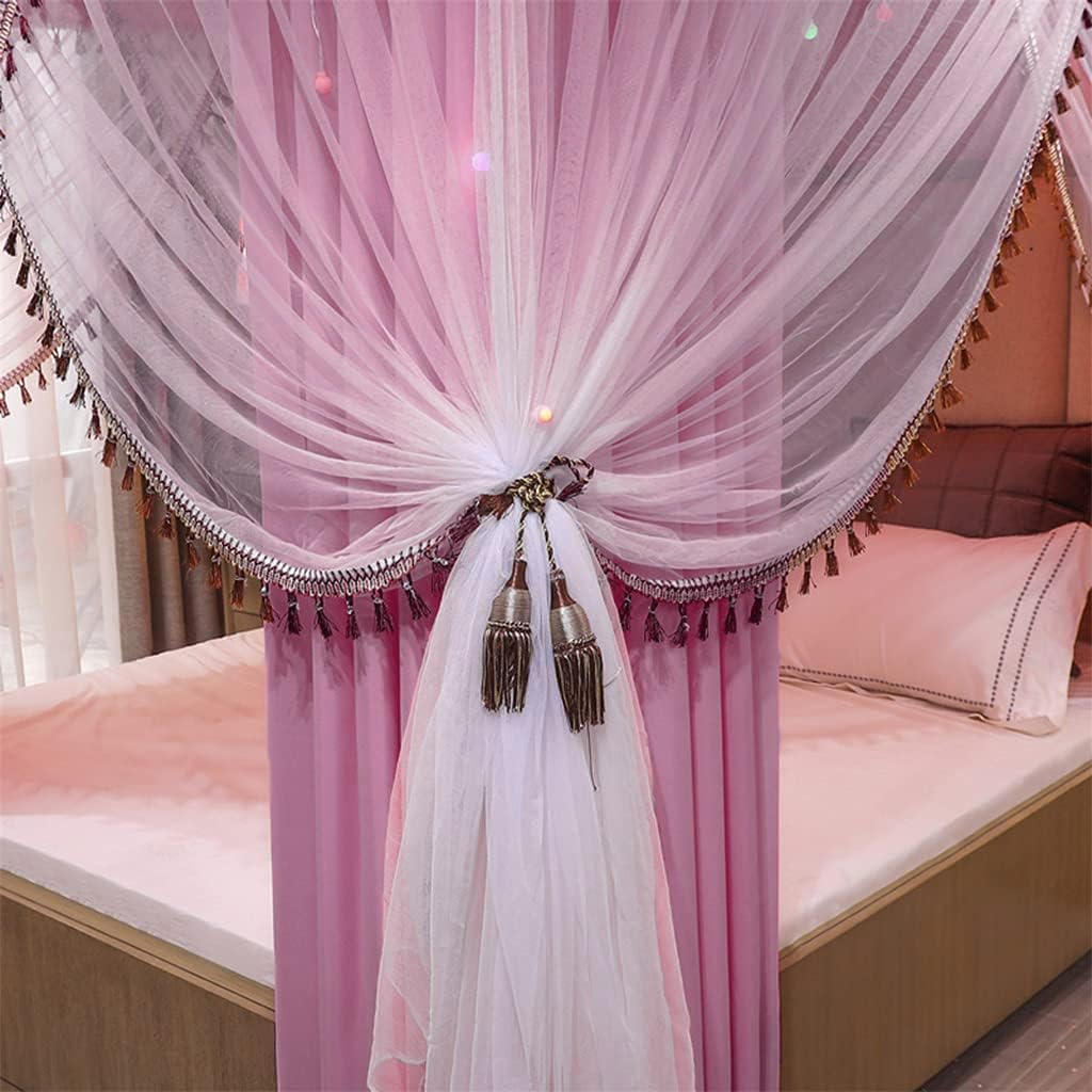 Princess 4 Corner Post Bed Canopy & Cute Mosquito Net for Girls Bedroom, Adult Bed, Kids Room - Twin/Full/Queen/King Size Bed Curtain (Solid Rose, King) | Perfect for Nursery Decor, Fairy Tale Bedroom Theme, and Mosquito Protection