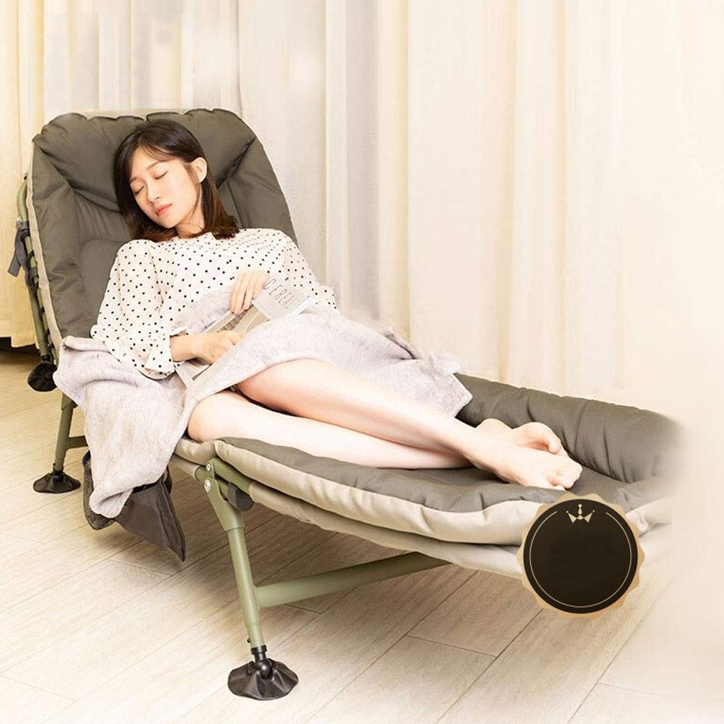 WXF Single Folding Bed with Mattress - Adjustable Backrest Portable Guest Bed for Office Nap, Garden Sunbathing & Hospital Use - Space Saving Foldable Bed for Adults