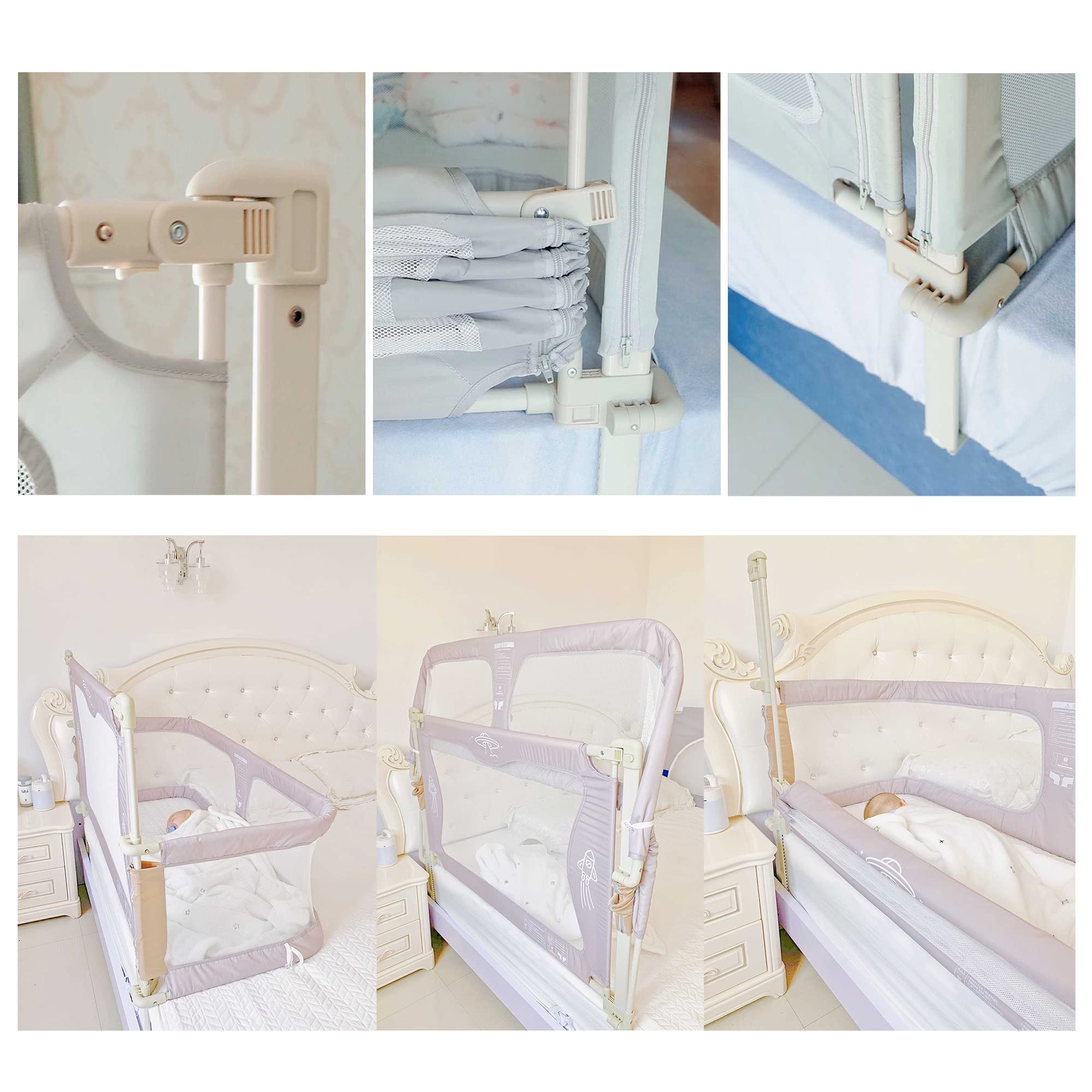 3 in 1 Baby Bedside Crib - Portable Co-Sleeping Crib 120x50cm, Adjustable Next to Me Crib with Soft Washable Liner & Sturdy Aluminum Frame, Easy Assembly for Newborns & Infants - Perfect for Safe Co-Sleeping, Nursery, Travel & Bedside Use