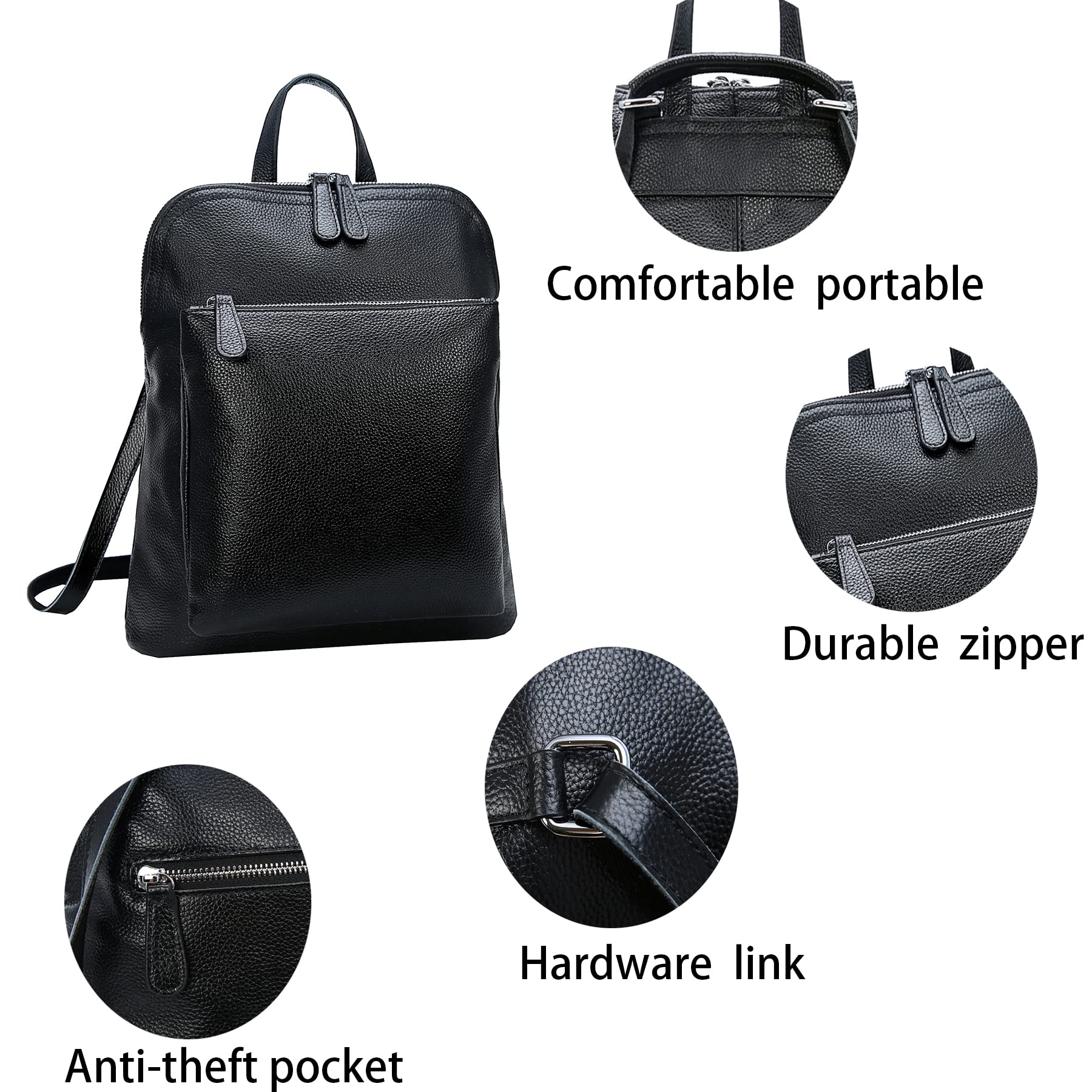 Leather Backpack for Women - Convertible Work Purse for Office & Travel