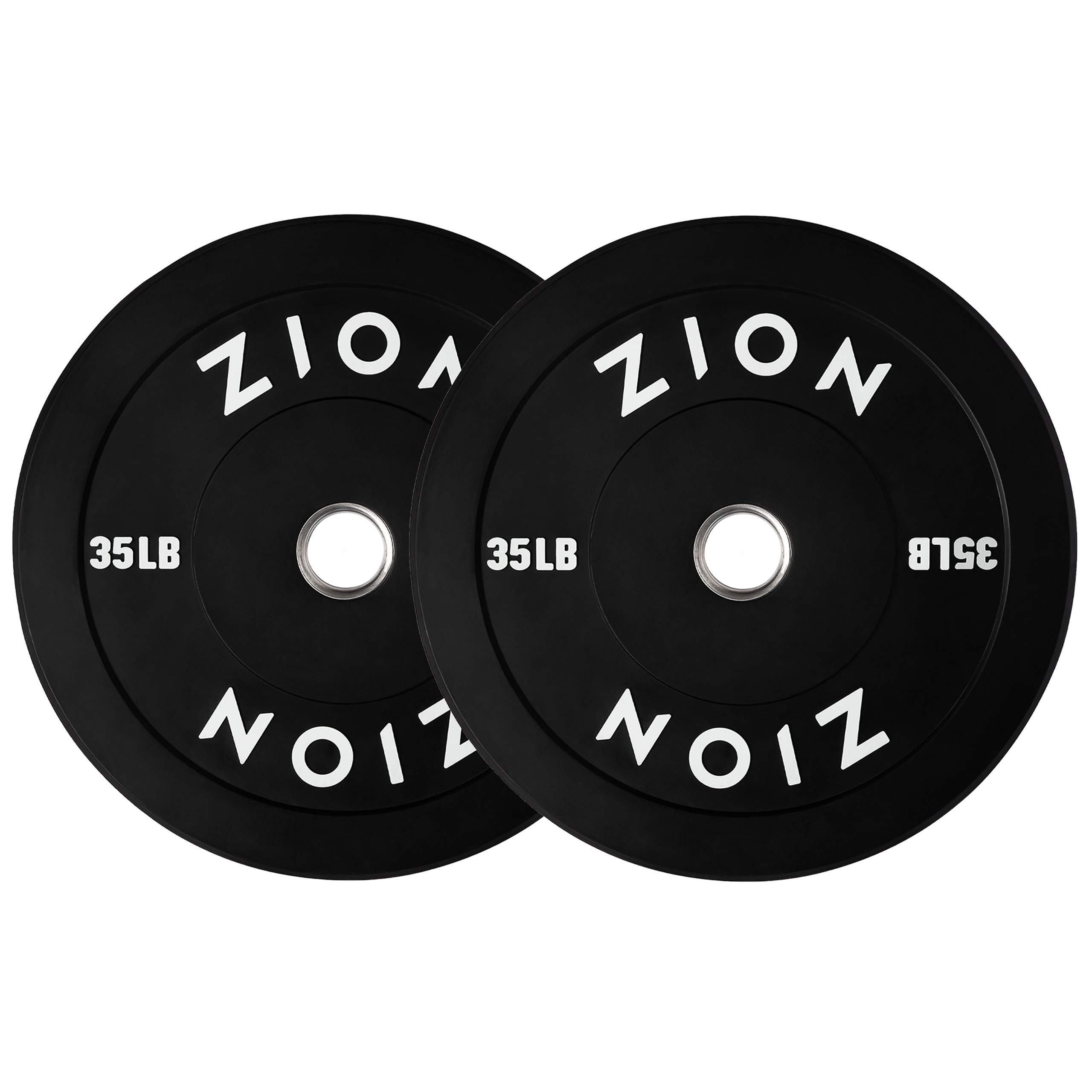 Zion Fitness Onyx 2 Inch Olympic Bumper Plates Set - 45LB Rubber Weight Plates Pair with Stainless Steel Inserts for CrossFit, Powerlifting & Home Gym Strength Training