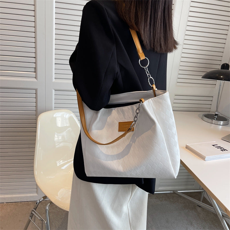 Stylish Rhombus Pattern Tote Bag with Chain Strap for Women - Perfect for Shopping, Work & Everyday Use