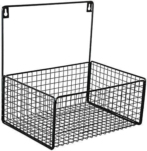 Wall-Mounted Towel Rack & Bathroom Shelf - Heavy Duty Wrought Iron Hanging Storage Basket - No Drill Installation - Perfect for Bathroom, Kitchen, Laundry Room Organization