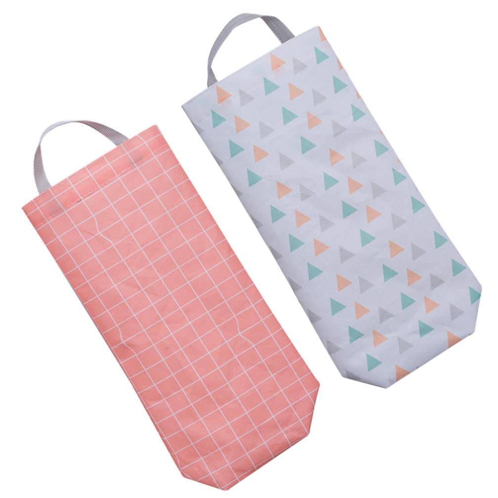 Hemoton 2-Pack Wall Mounted Hanging Trash Bag Holder - Durable Oxford Cloth Storage Organizer for Bedroom, Bathroom & Kitchen - Space Saving Garbage Bag Hanger with Net for Easy Access & Organization