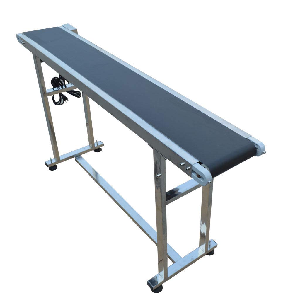 INTBUYING 110V PVC Belt Conveyor Machine - 59 Inch Length, 7.8 Inch Width - Packaging, Assembly Line, Warehouse Transport - No Guardrail Design for Easy Loading