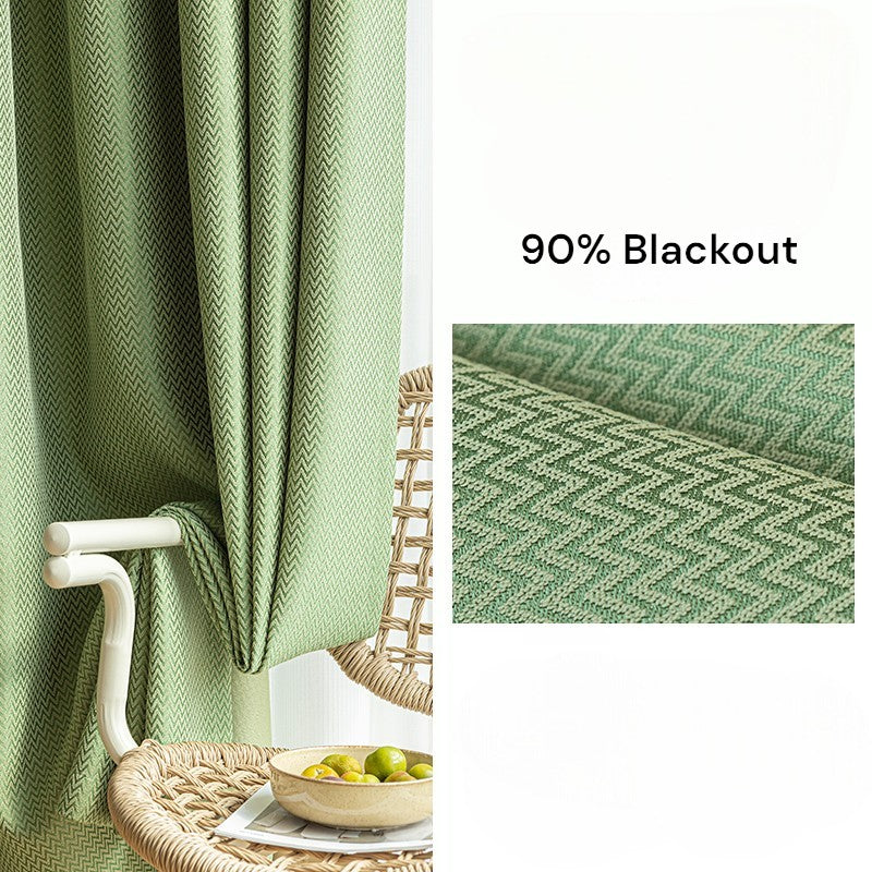 Lorelai Cotton Linen Gingham Wave Textured Blackout Curtains for Bedroom & Living Room - Custom Size Thermal Insulated Window Drapes for Home Decor