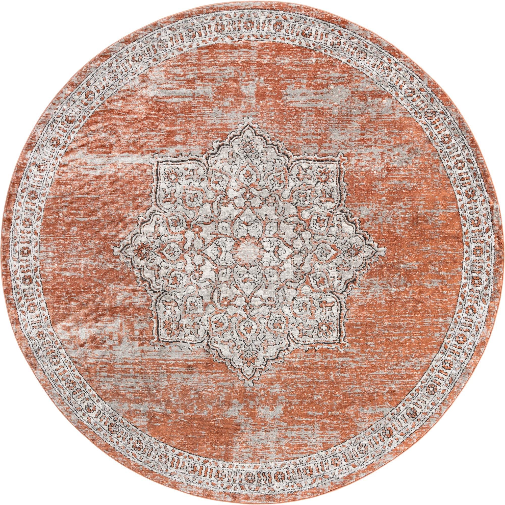 Unique Loom Nyla Collection Smile Round Area Rug 10' x 10' - Salmon Pink & Black Modern Boho Rug for Living Room, Bedroom, Nursery Decor