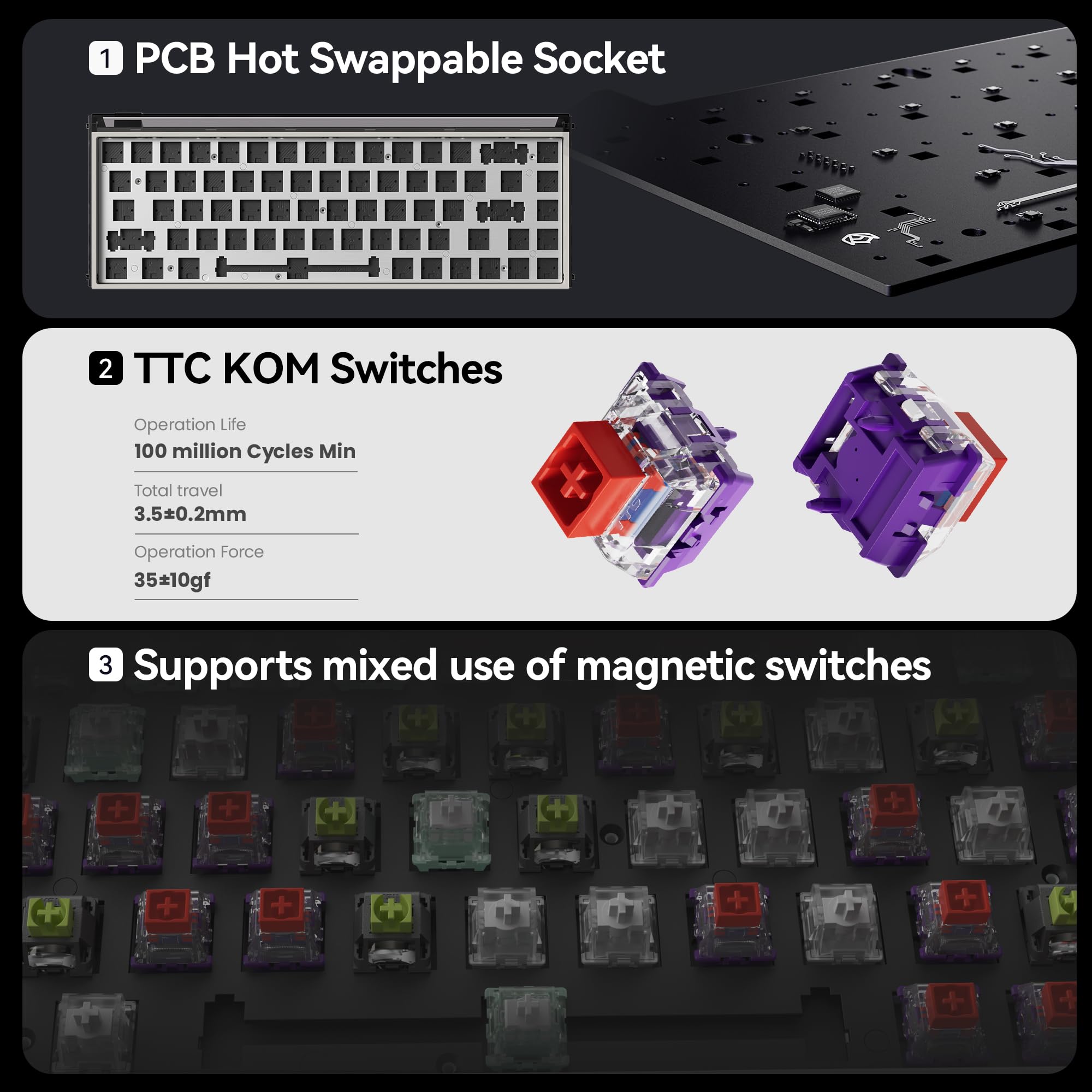 MelGeek MADE68 Gaming Keyboard - Hall Effect Magnetic Switches, RGB, Hot-Swappable for PC Gaming & Typing