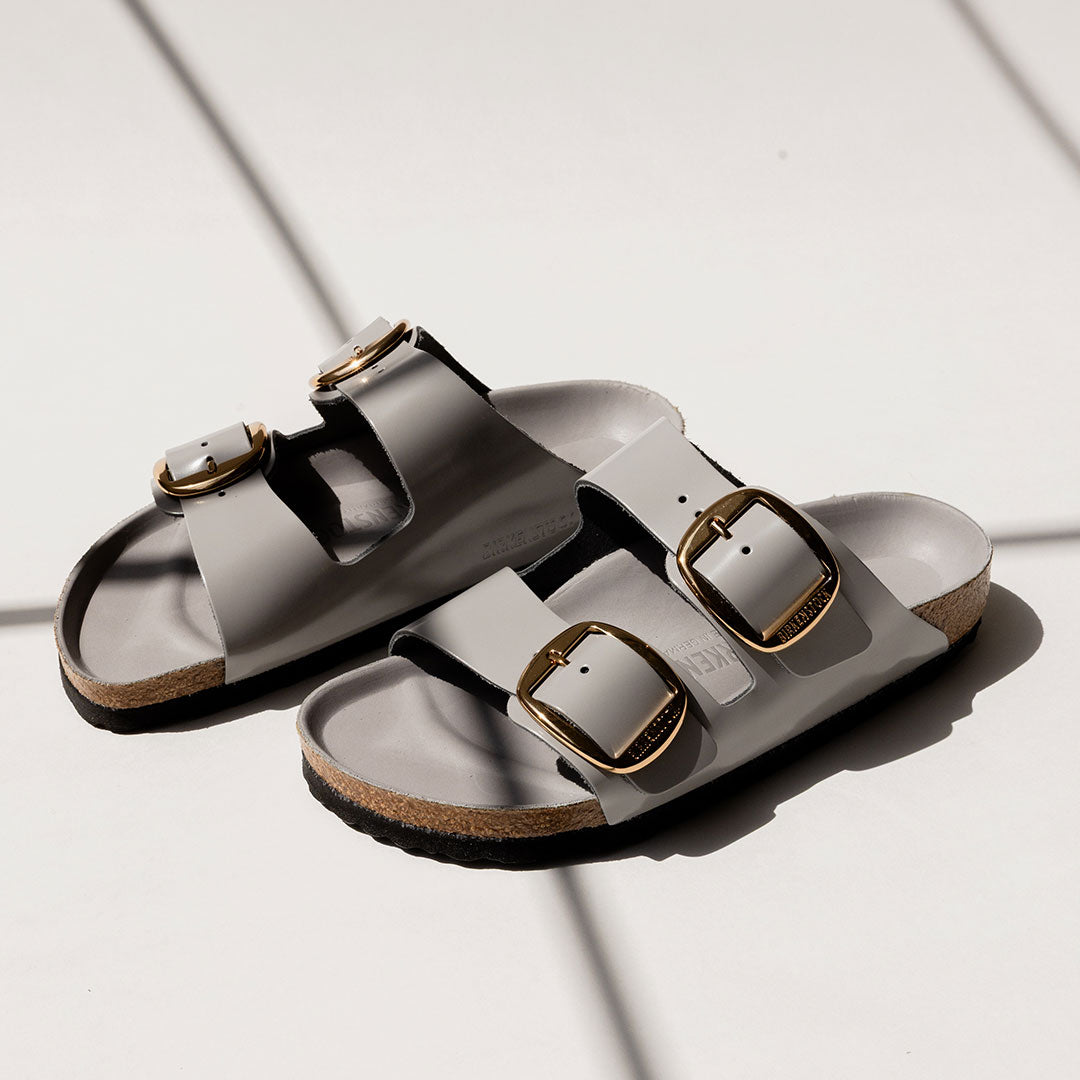 Birkenstock Arizona Big Buckle Sandals - High Shine Coin Leather Unisex Slides for Men & Women | Perfect for Casual Wear, Beach, and Summer Outfits