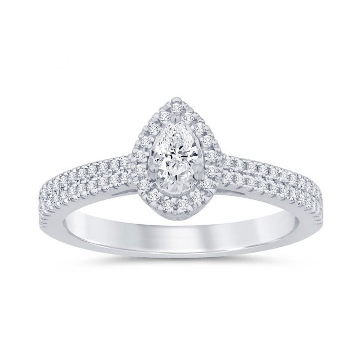 9ct White Gold 1/3 Carat Pear Cut Diamond Solitaire Engagement Ring - Perfect for Proposals, Anniversaries & Special Occasions