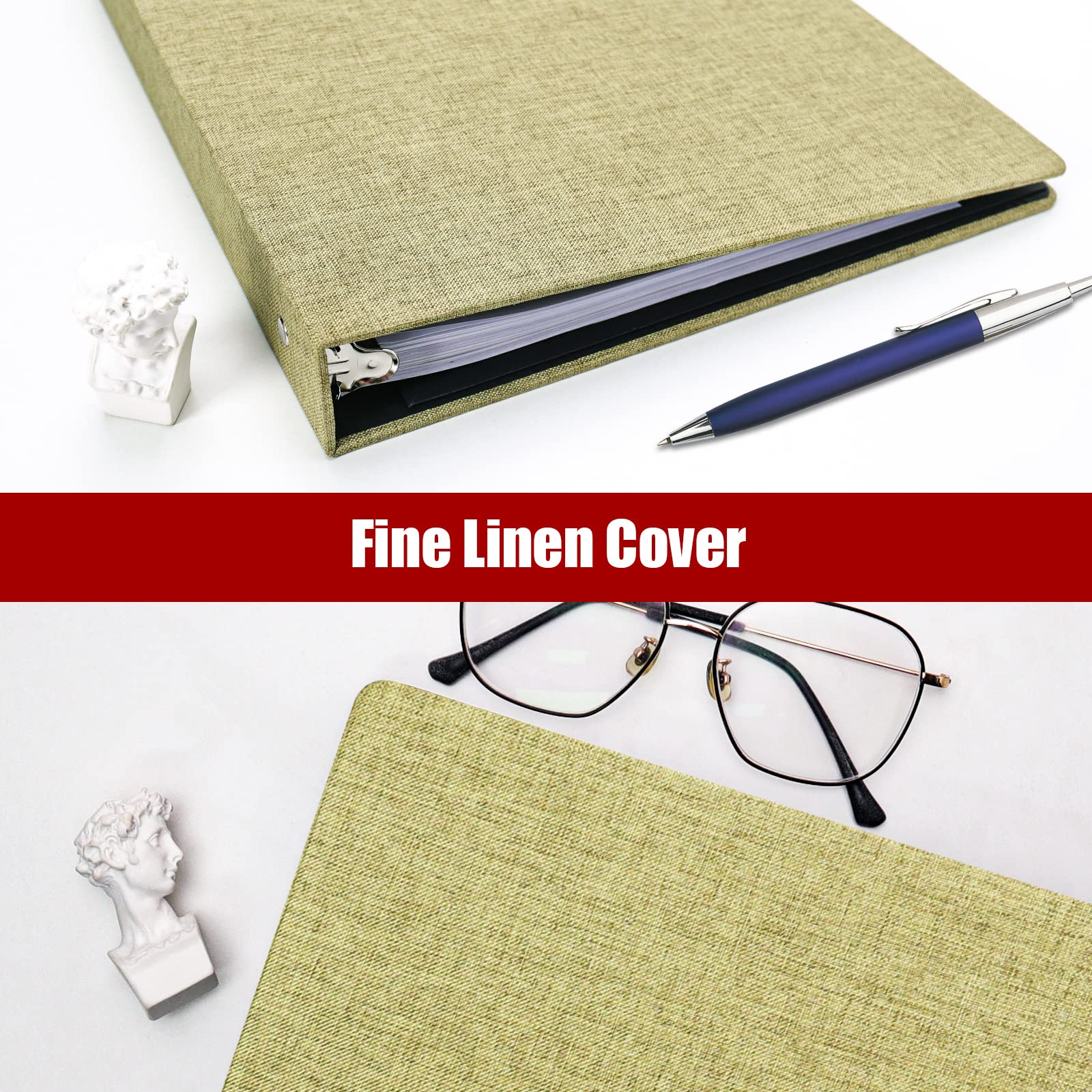 Vienrose 1 Inch 3 Ring Binder with Round Rings - Durable Linen Cover Binder for 8.5