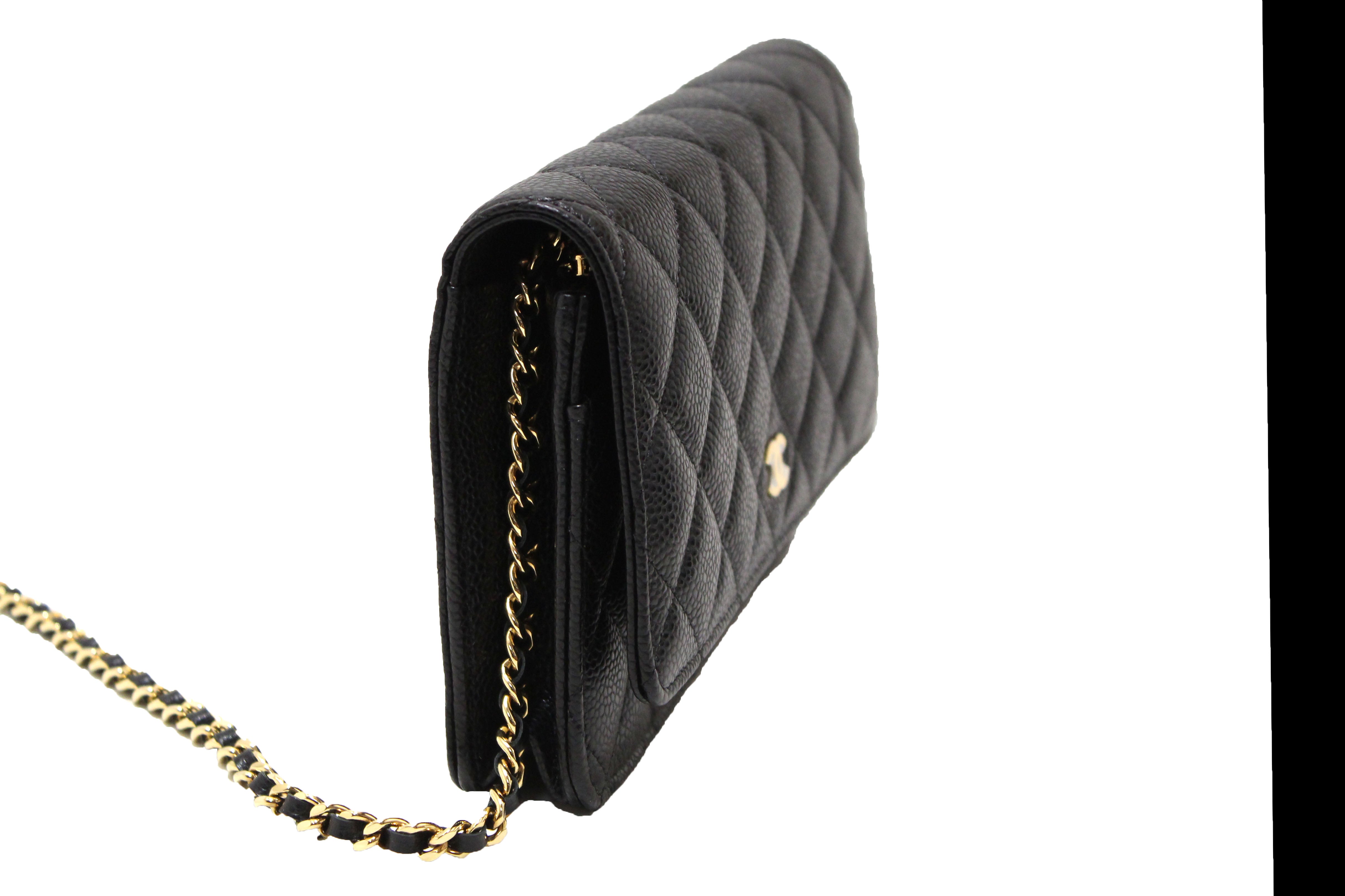 Authentic NEW Chanel Black Quilted Caviar Leather Wallet On Chain WOC Messenger Bag - Luxury Crossbody Purse for Women, Perfect for Parties, Date Nights & Everyday Use