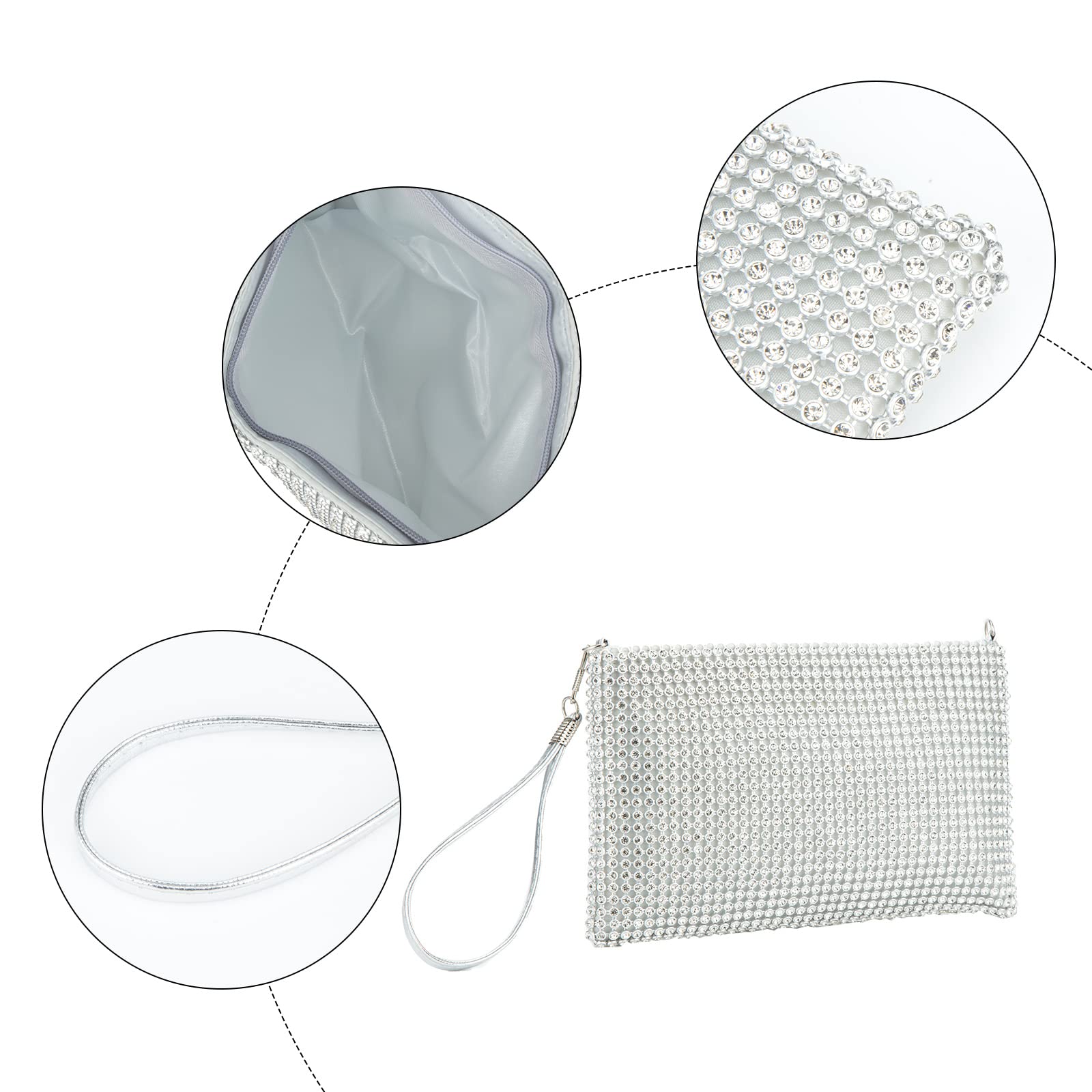 Sparkling Mesh Clutch Purse for Women - Small Evening Bag with Crystal Embellishments, Wristlet Wallet for Phone & Essentials - Perfect for Parties, Weddings & Special Occasions