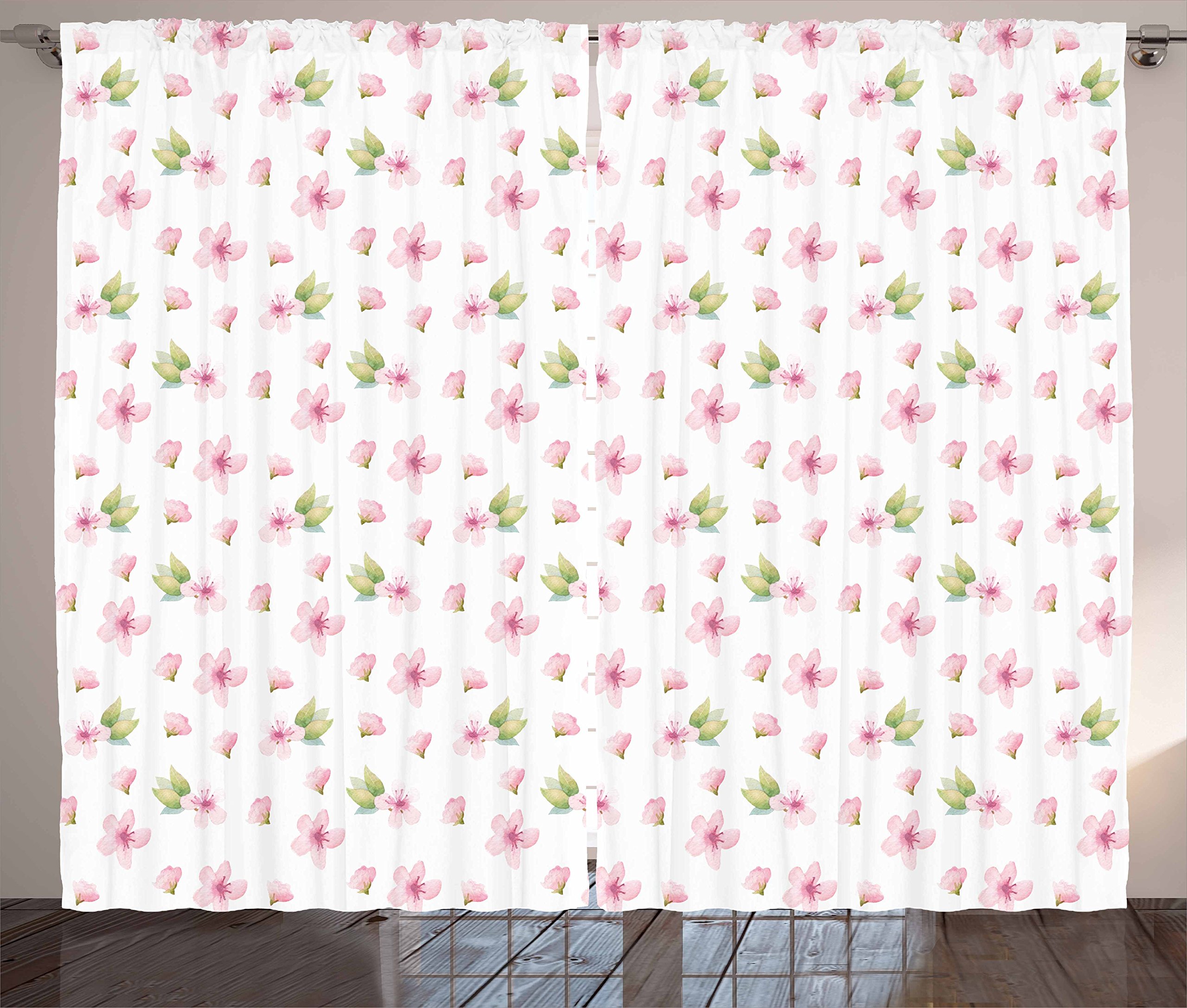 Ambesonne Cherry Blossom Curtains 2 Panel Set - 108