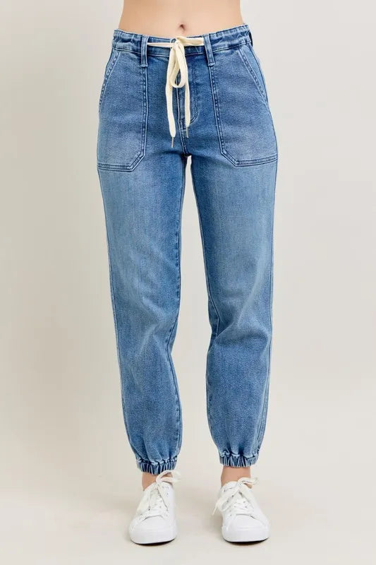 Judy Blue High Waist Stretch Denim Jogger Pants for Women - Comfortable Casual & Lounge Wear for Everyday Style