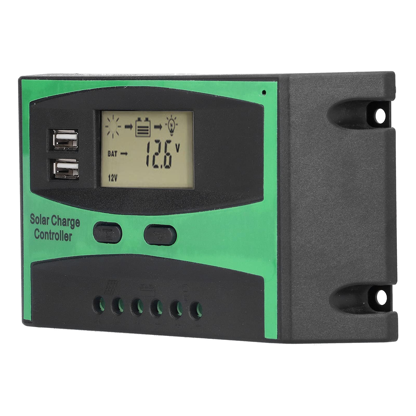 Luroze 12V/24V Solar Charge Controller with LCD Display - Overload & Short Circuit Protection for Solar Panels - Ideal for Home, RV, Boat & Off-Grid Power Systems