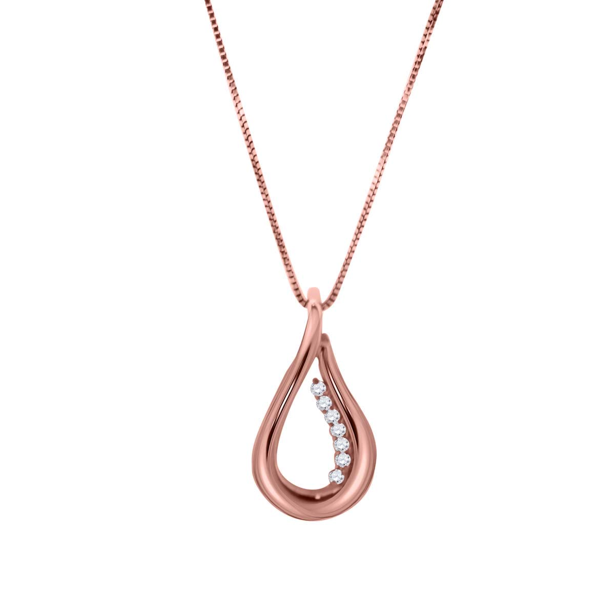 MauliJewels 0.05 Carat Diamond Teardrop Pendant Necklace for Women - 10K Solid White/Rose/Yellow Gold Engagement Necklace with 18