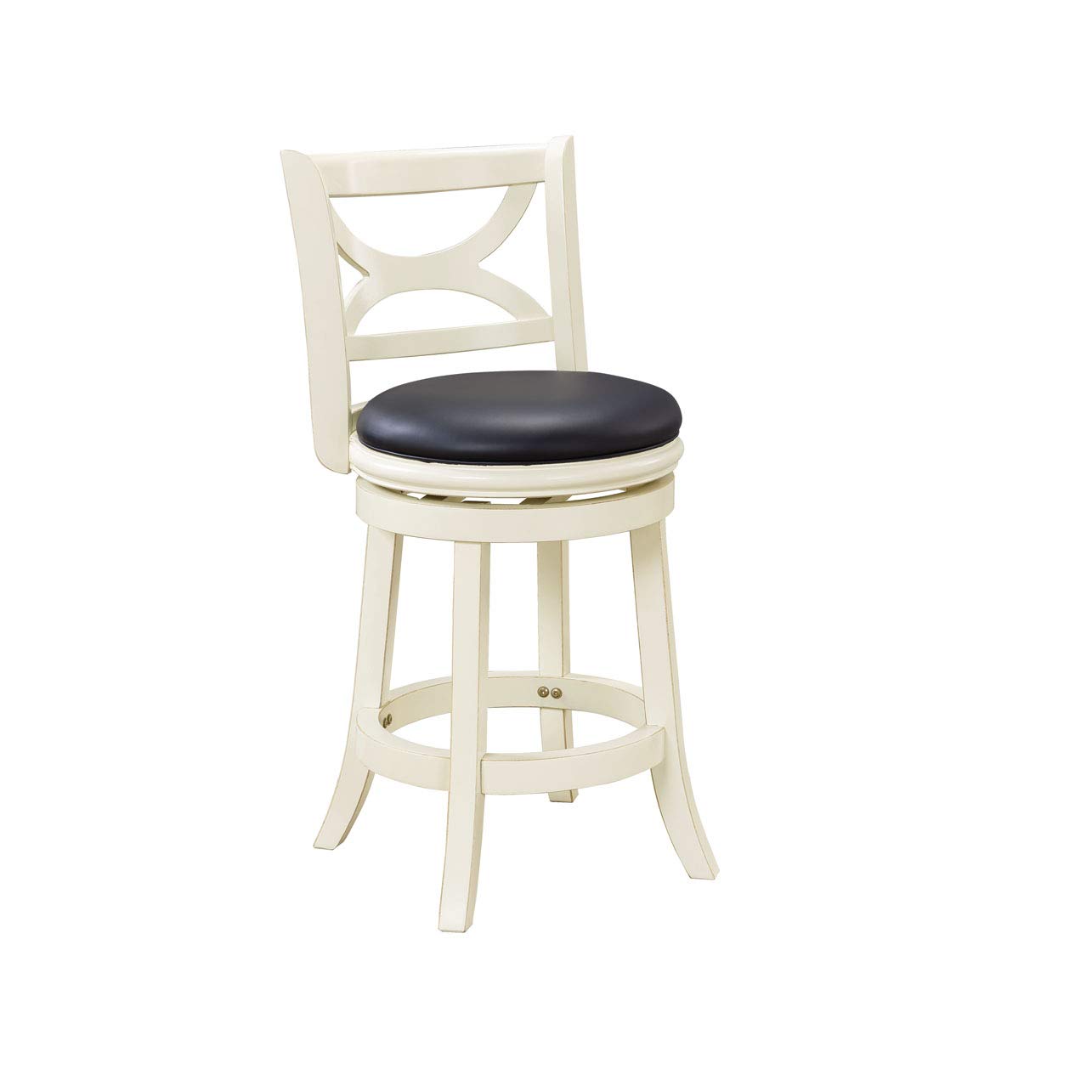 Boraam Florence Counter Height Swivel Kitchen Bar Stool - Black/Buttermilk - Adjustable Height Bar Stool for Kitchen Island, Breakfast Nook & Home Bar - Comfortable & Stylish Dining Seating