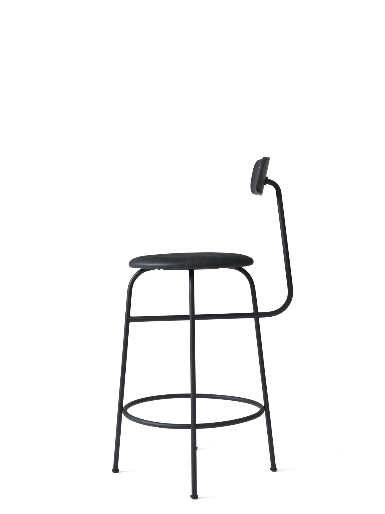 AUDO CPH Afteroom Counter Chair - Modern Leather Upholstered Bar Stool with Black/Black Dunes Design - Perfect for Kitchen Islands, Breakfast Bars & Contemporary Dining Areas