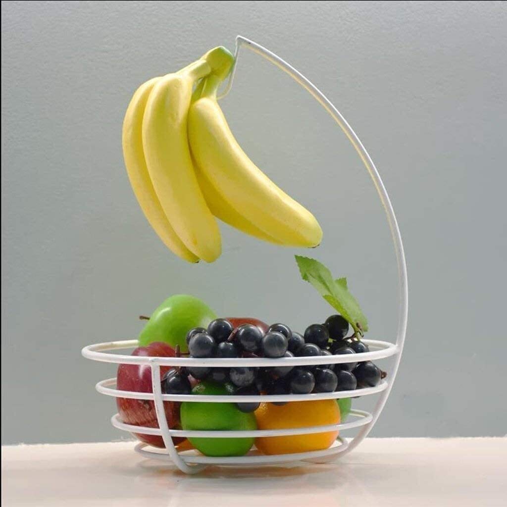 Black Wrought Iron Banana Tree with Hook - Fruit Storage Bowls for Snacks, Nuts & Dried Fruits - Durable Household Kitchen Organizer (Orange) - Perfect for Pantry, Countertop & Party Serving