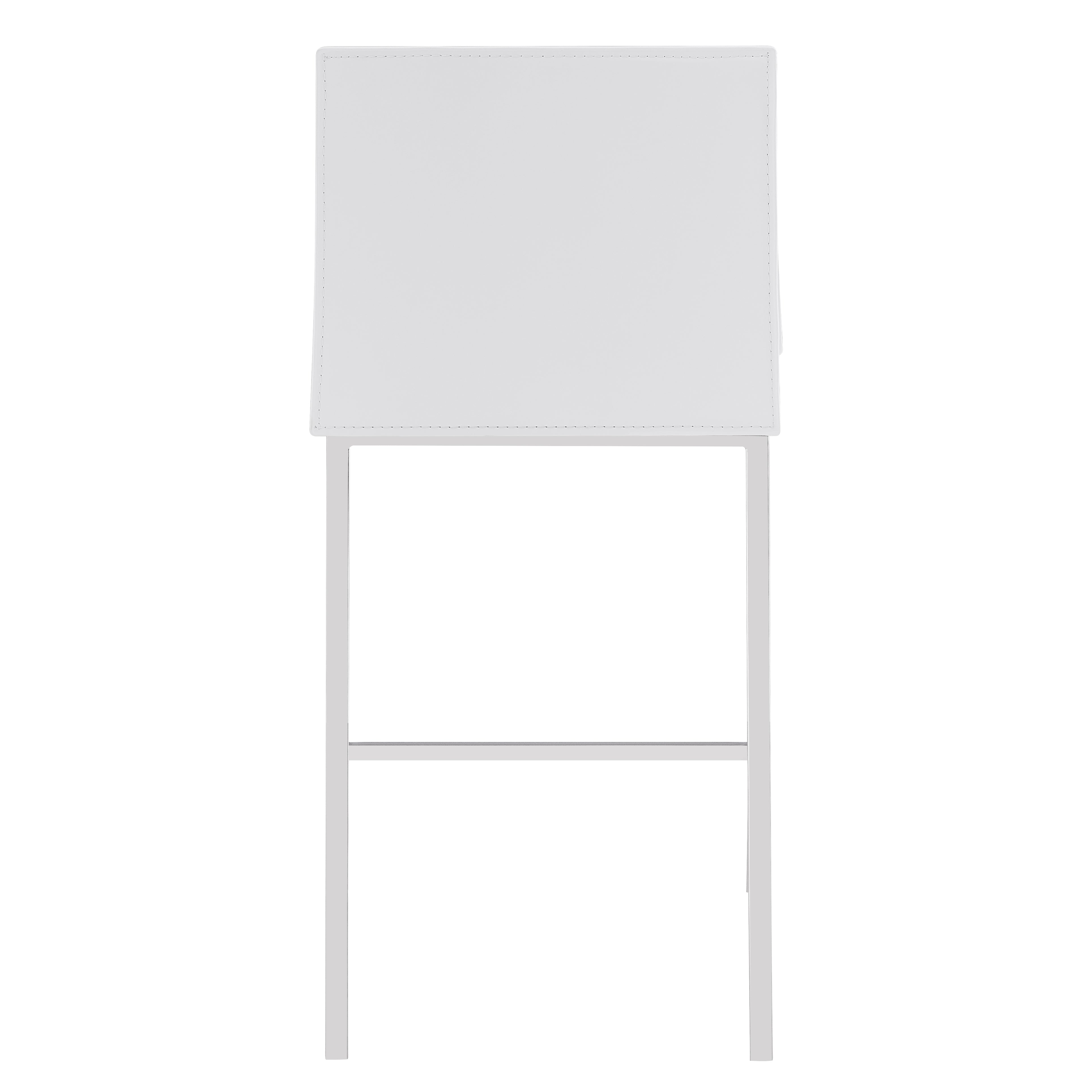 White Cam Counter Stool Set of 2 with Polished Stainless Steel Legs - Modern Bar Stools for Kitchen Island, Breakfast Nook & Home Bar Seating