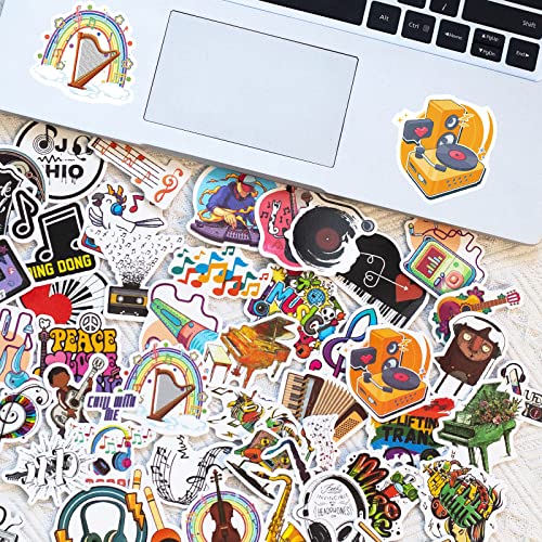 50 Pcs Music Love Stickers - Trendy Vinyl Decals for Guitar, Laptop, Water Bottle, Phone & Scrapbooking - Waterproof Cute Musical Instrument Stickers Pack - Perfect for DIY Crafts, Gift Wrapping & Personalizing Accessories