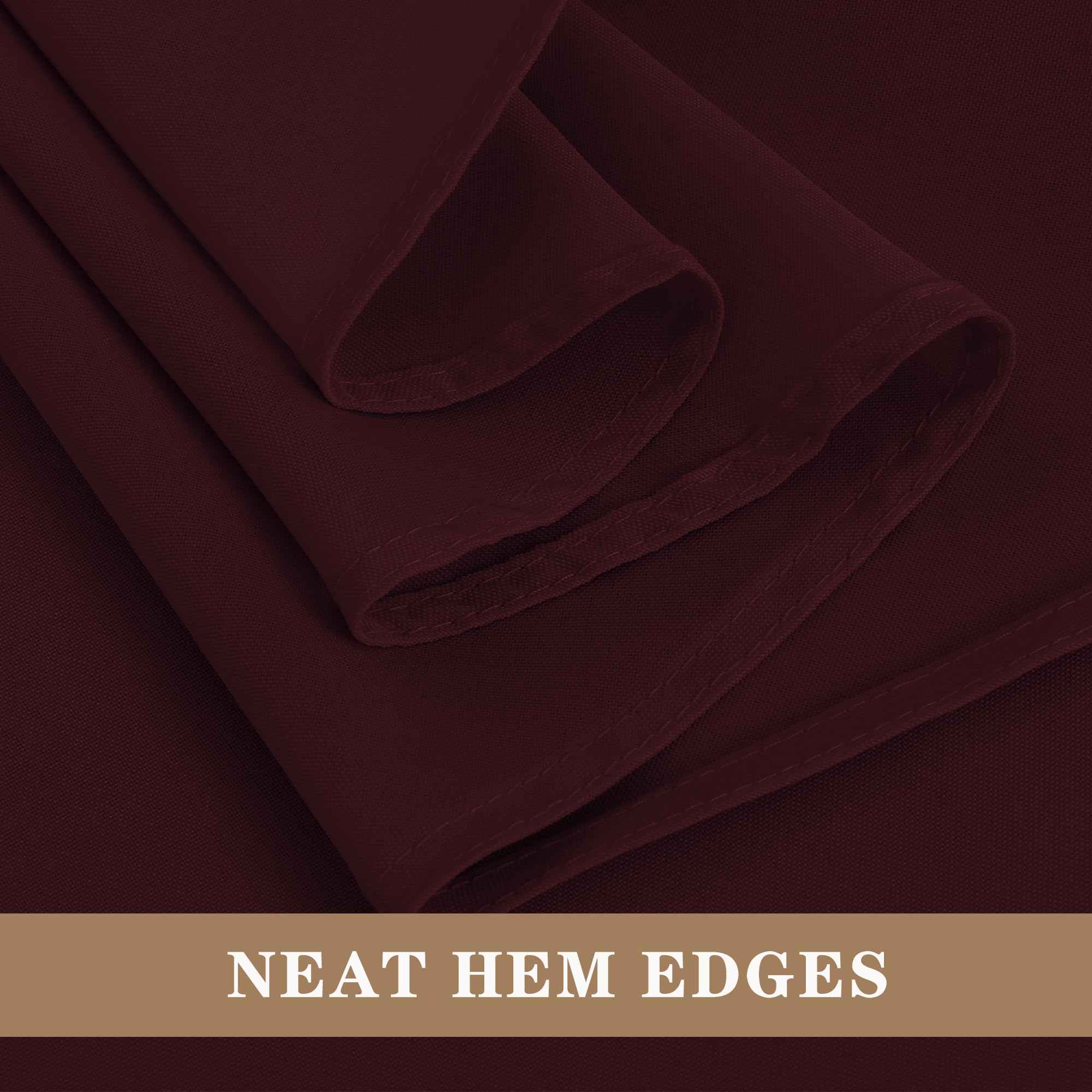 Stain-Resistant 70x70 Inch Square Tablecloths - 6 Pack Burgundy Polyester for Dining & Coffee Tables