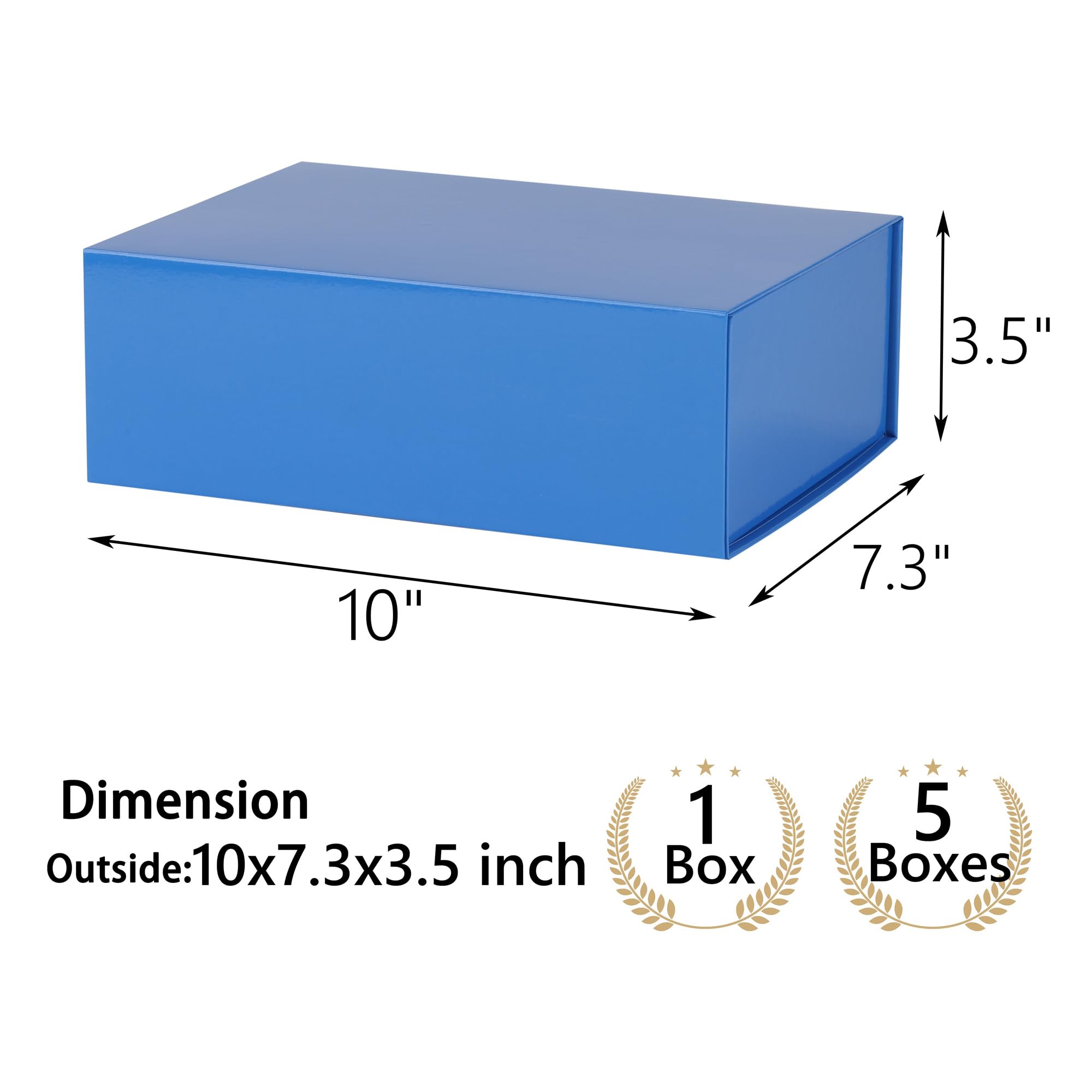 Elegant Blue Gift Box with Lid - 10x7.3x3.5 Inch Wedding, Birthday & Graduation Present Box Set Includes Ribbon & DIY Stickers - Perfect for Bridesmaid Proposals, Anniversary Gifts & Special Occasions