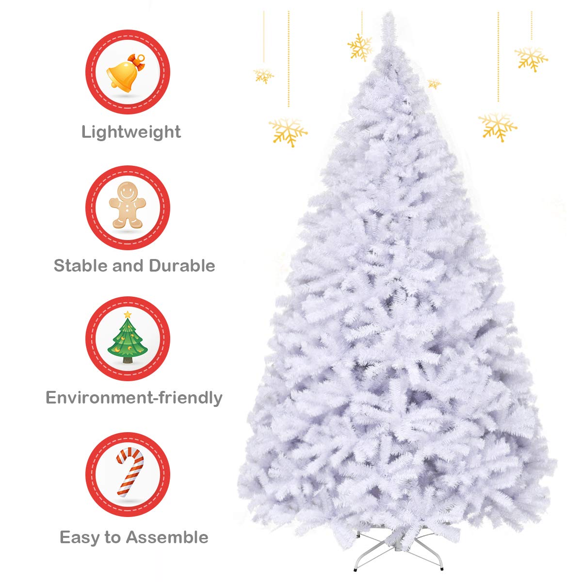 9 FT Classic Pine Artificial Christmas Tree - Hinged PVC with Metal Stand for Indoor & Outdoor Holiday Decor | Easy Assembly for Home, Office & Party Decorations