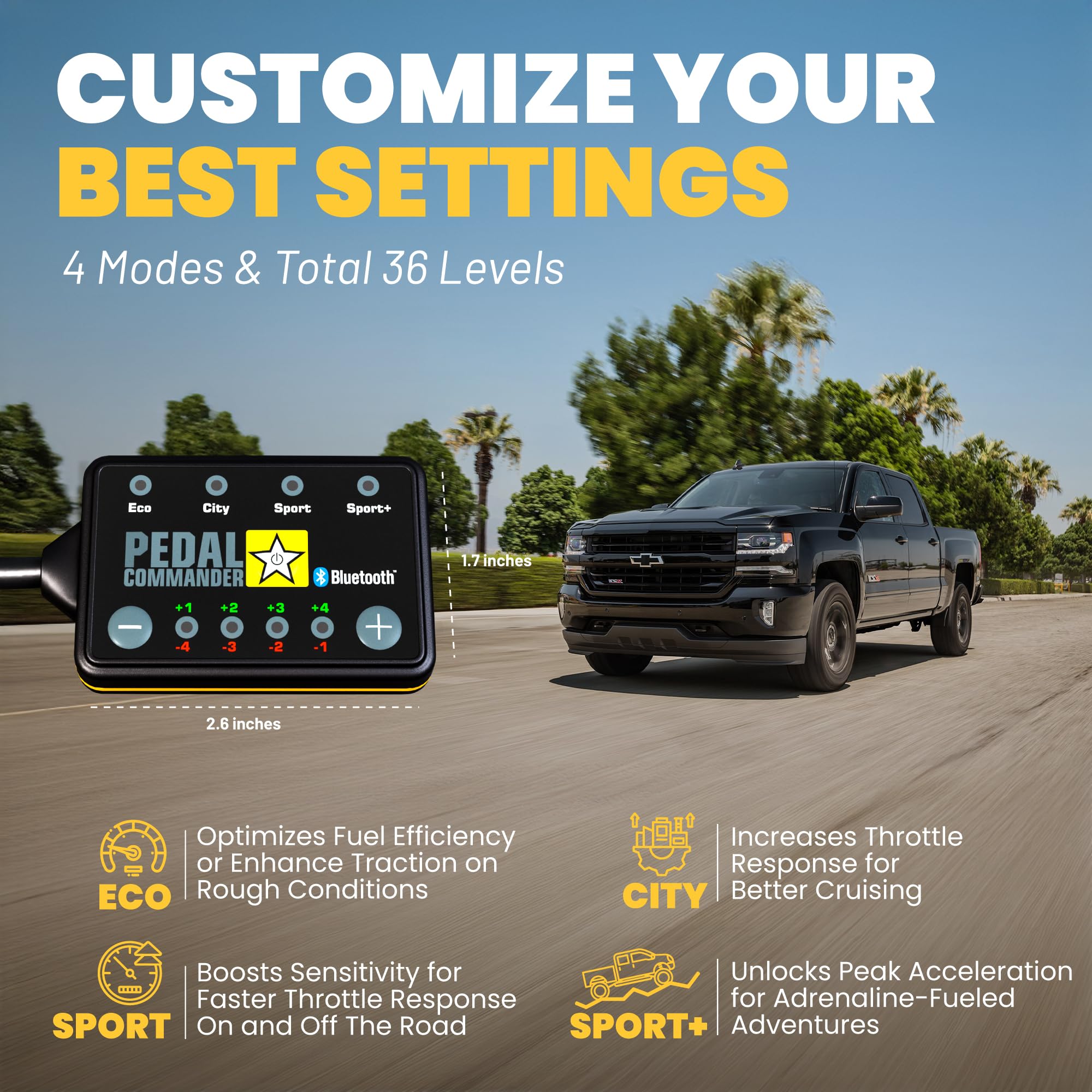 Pedal Commander Throttle Response Controller for Chevrolet Silverado 2007-2018 - Compatible with 1500, 2500HD, 3500HD, WT, LS, LT, LTZ Models | Chevy Silverado Performance Accessories | Improve Acceleration & Driving Experience